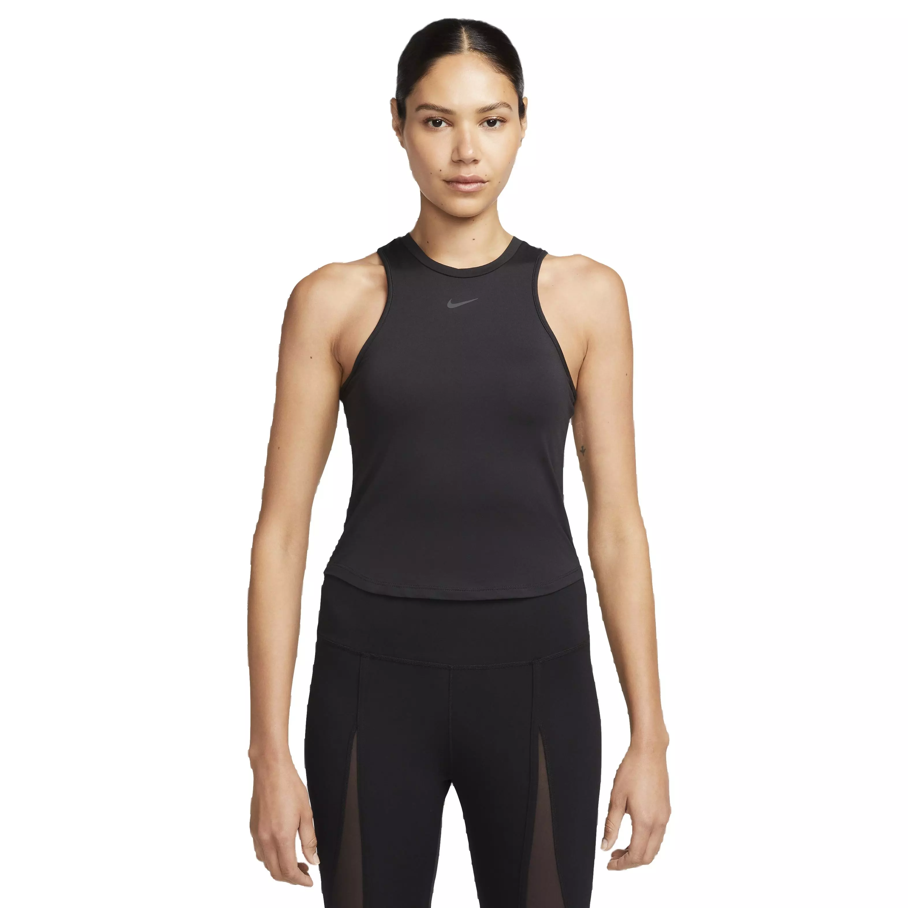 Nike Women's One Luxe Dri-FIT MD Cropped Tank Top - BLACK