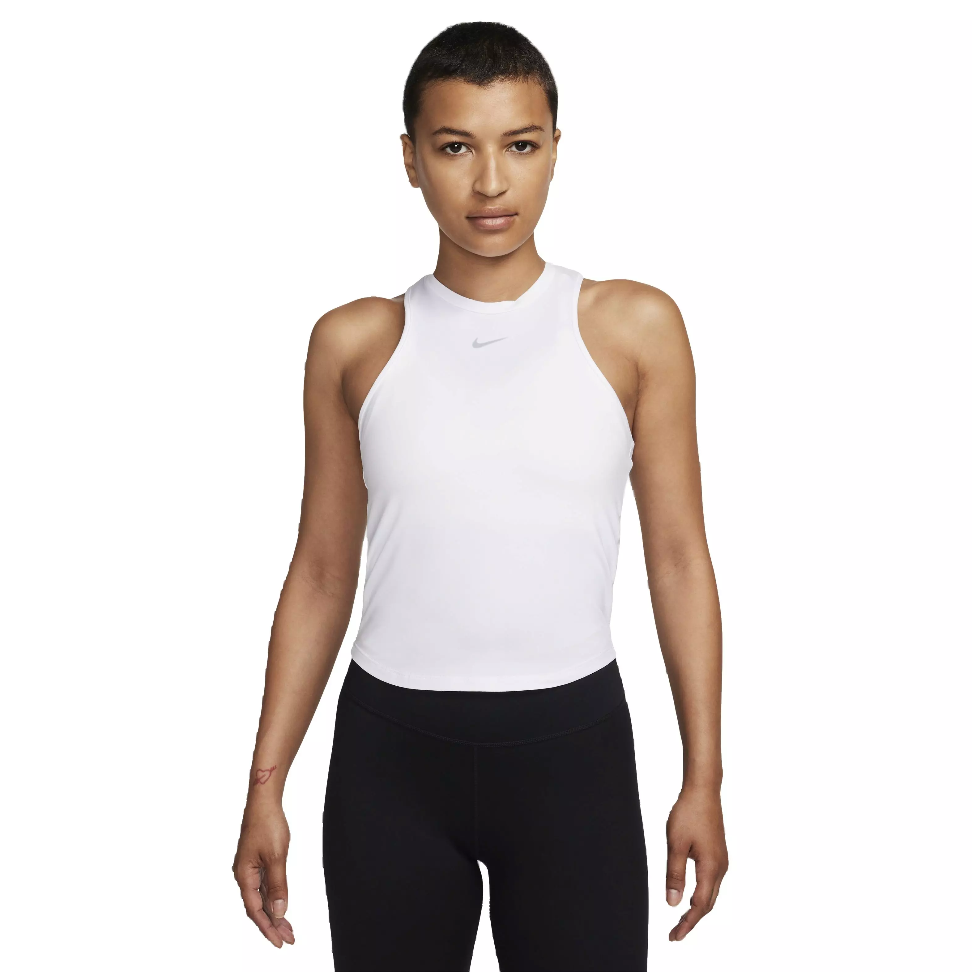 Nike Women's One Luxe Dri-FIT MD Cropped Tank Top - WHITE
