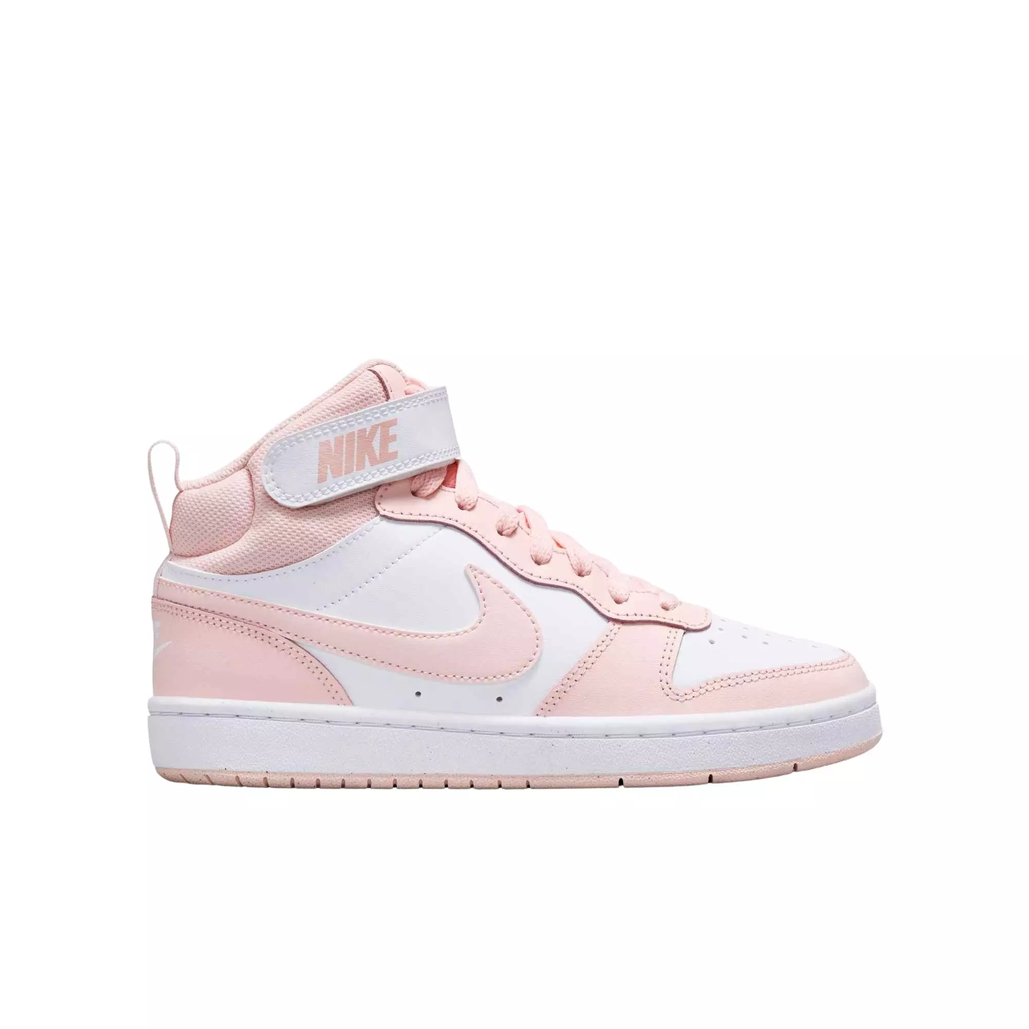 Nike Court Borough Mid 2 "White/Echo Pink" Grade School Girls' Shoe - WHITE/PINK