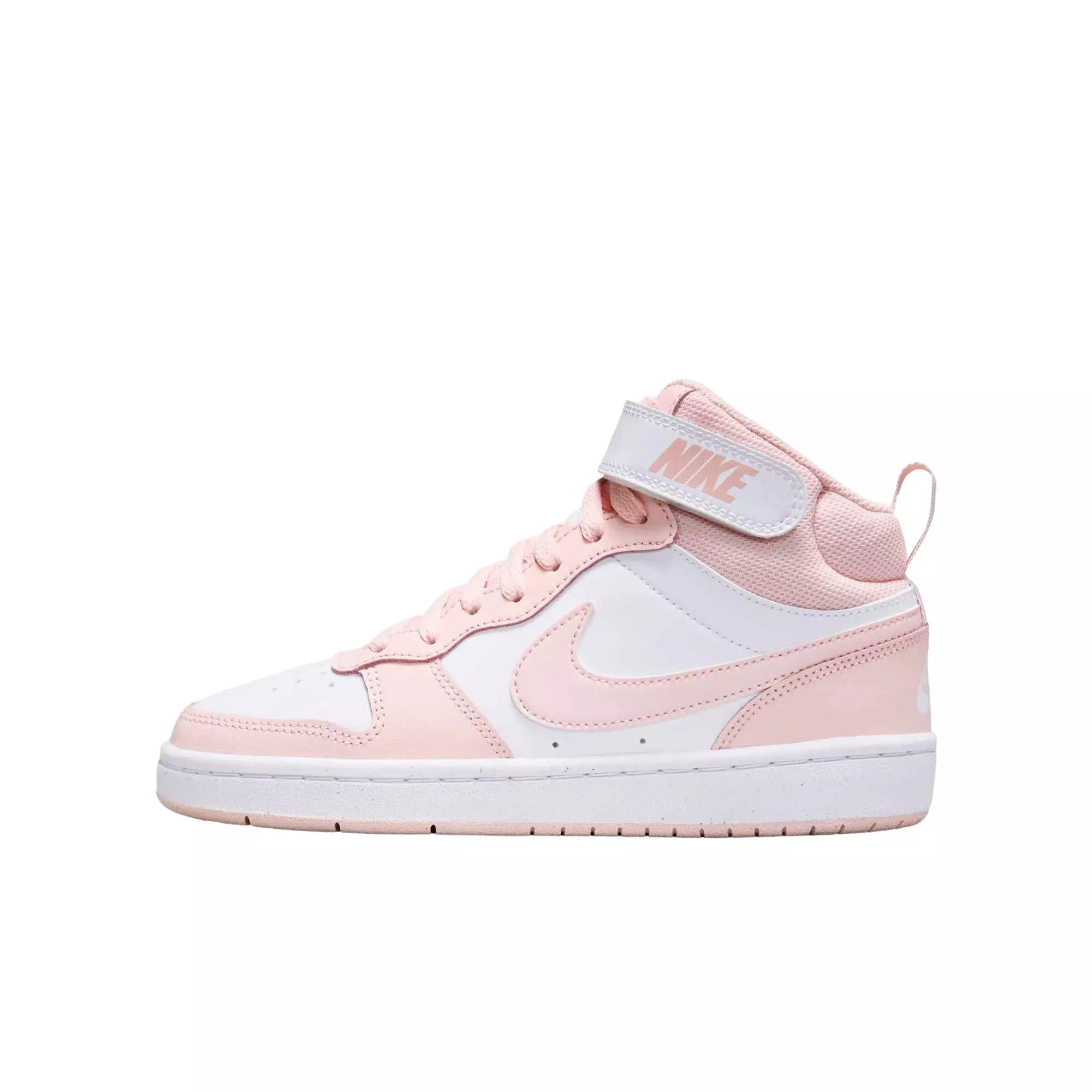 Nike Court Borough Mid 2 "White/Echo Pink" Grade School Girls' Shoe - WHITE/PINK