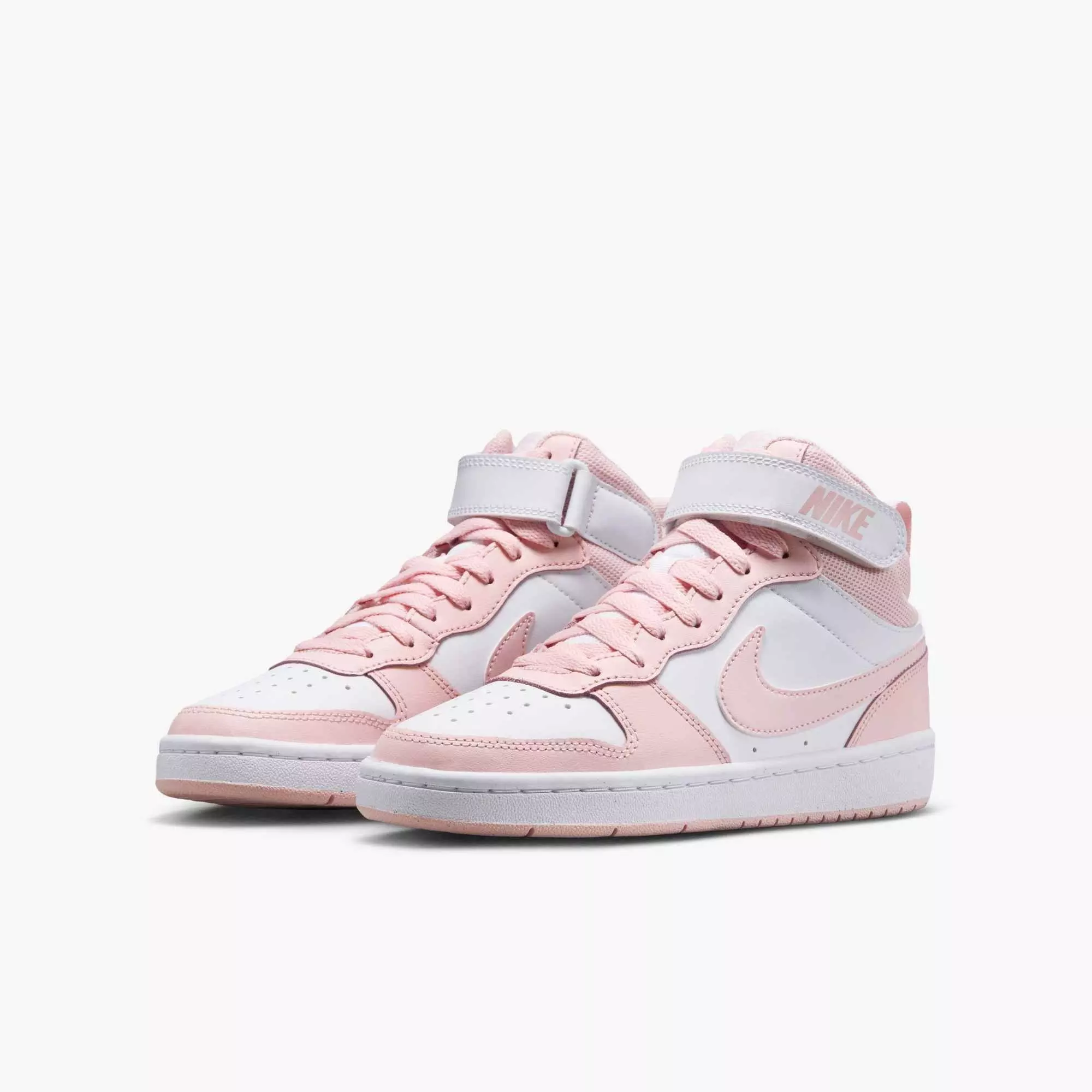 Nike Court Borough Mid 2 "White/Echo Pink" Grade School Girls' Shoe - WHITE/PINK