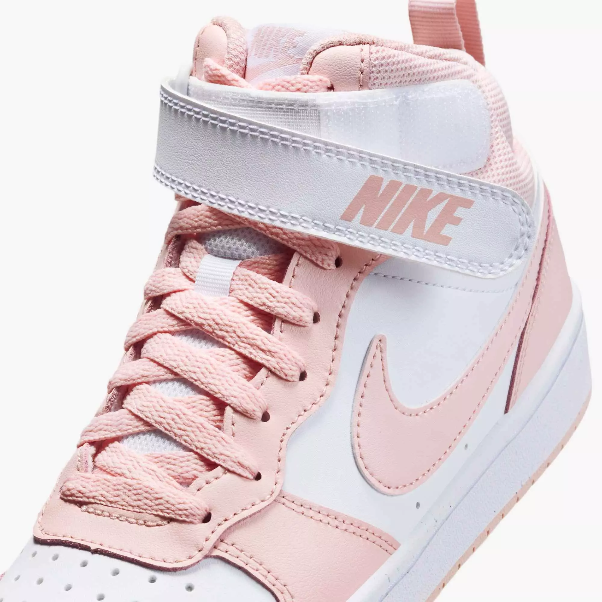 Nike Court Borough Mid 2 "White/Echo Pink" Grade School Girls' Shoe - WHITE/PINK