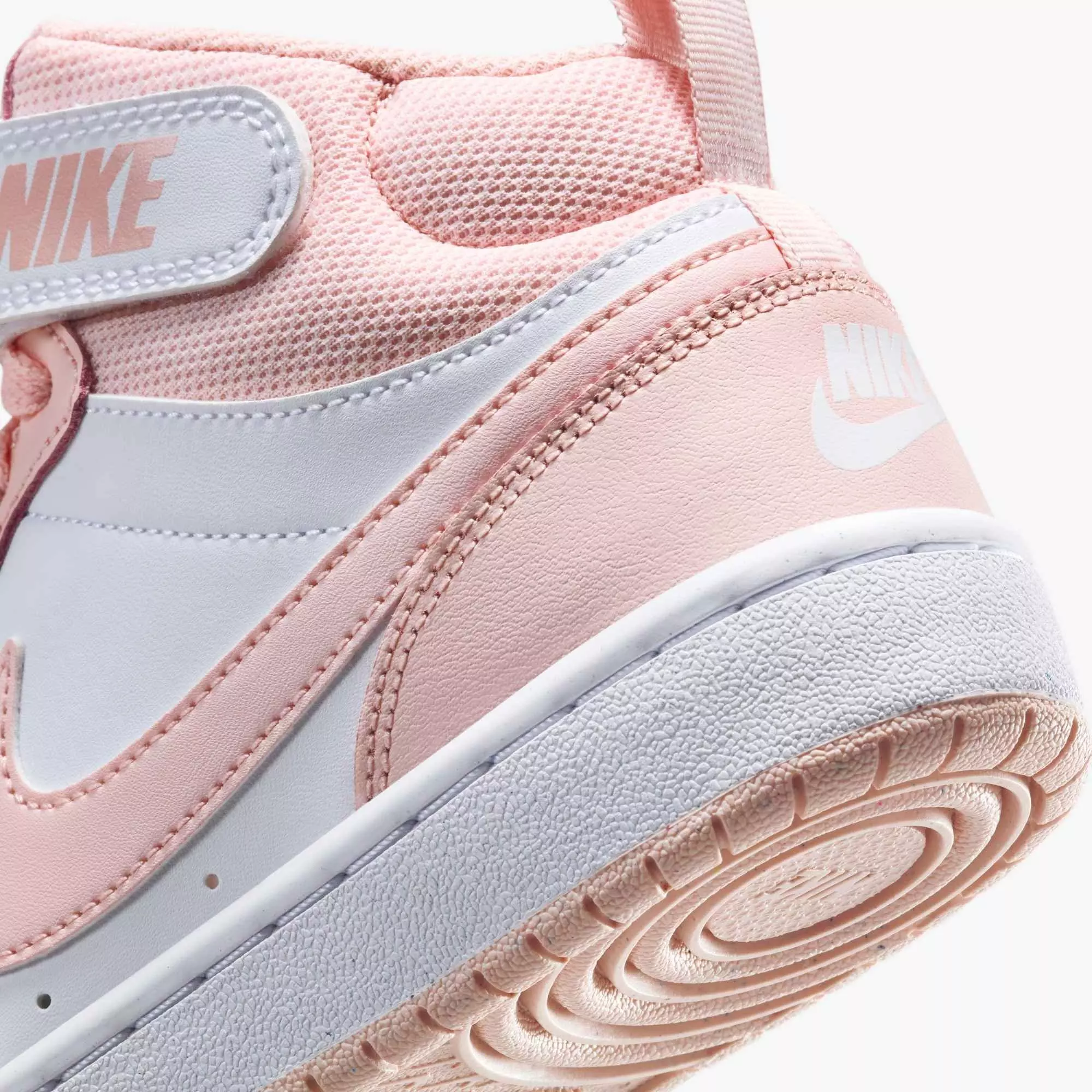 Nike Court Borough Mid 2 "White/Echo Pink" Grade School Girls' Shoe - WHITE/PINK