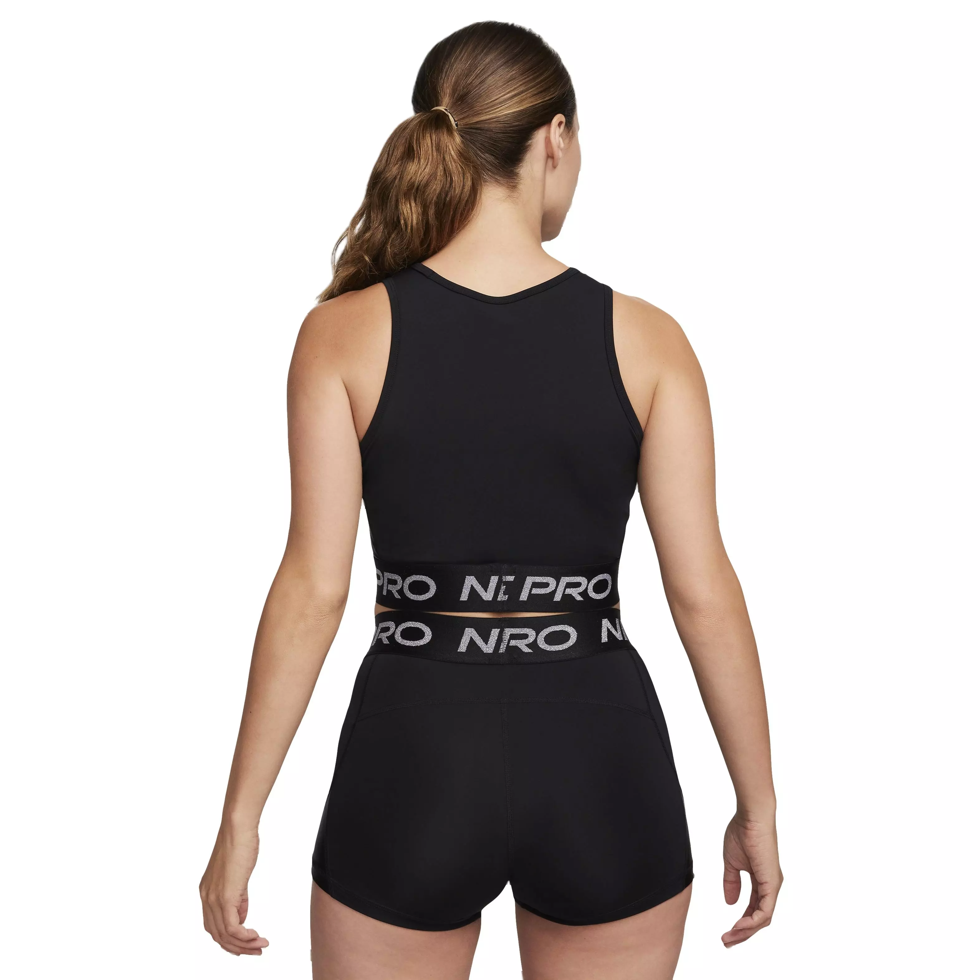 Nike Women's Pro Dri-FIT Shine Cropped Tank Top - BLACK