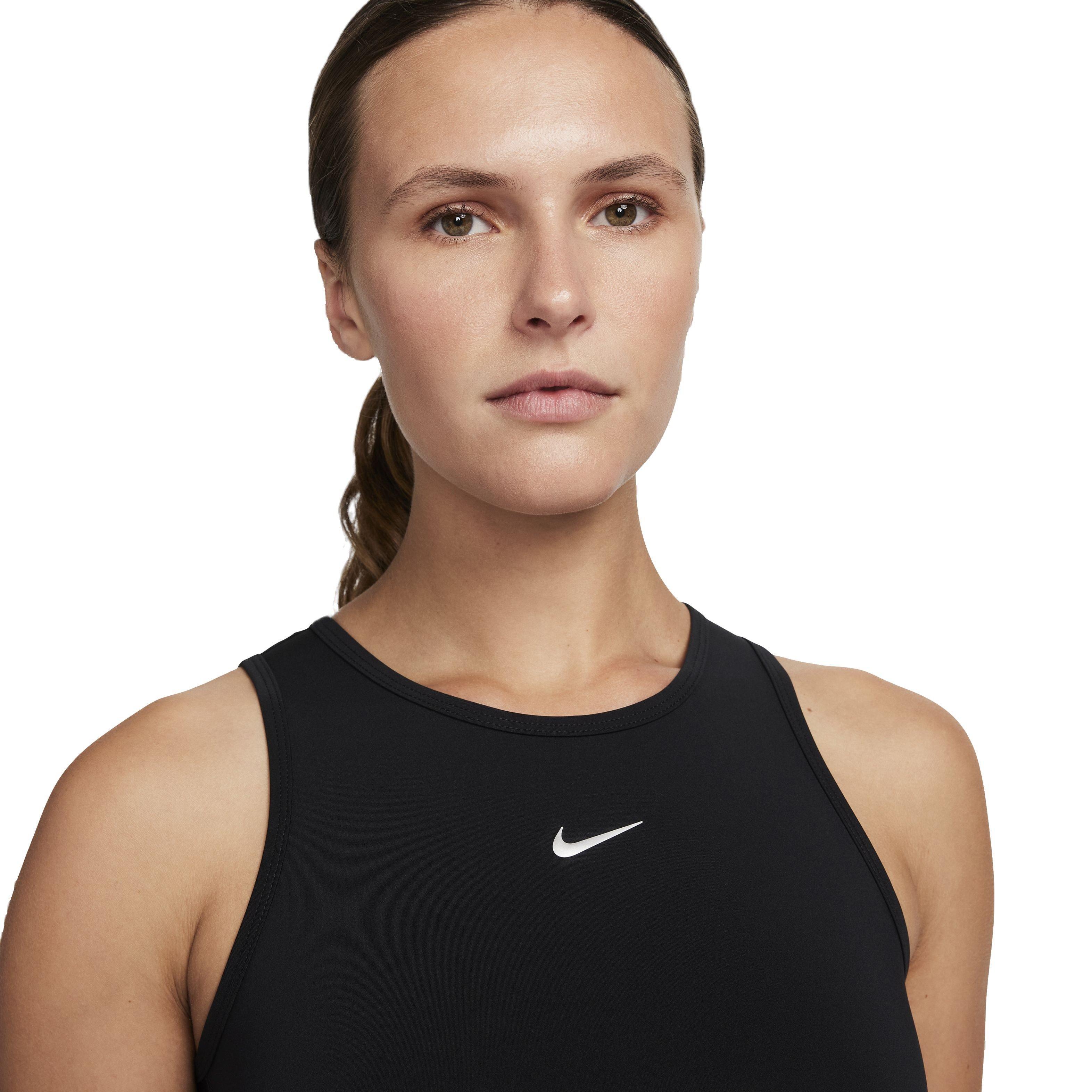 Nike Women's Pro Dri-FIT Shine Cropped Tank Top - BLACK Thumbnail View 3