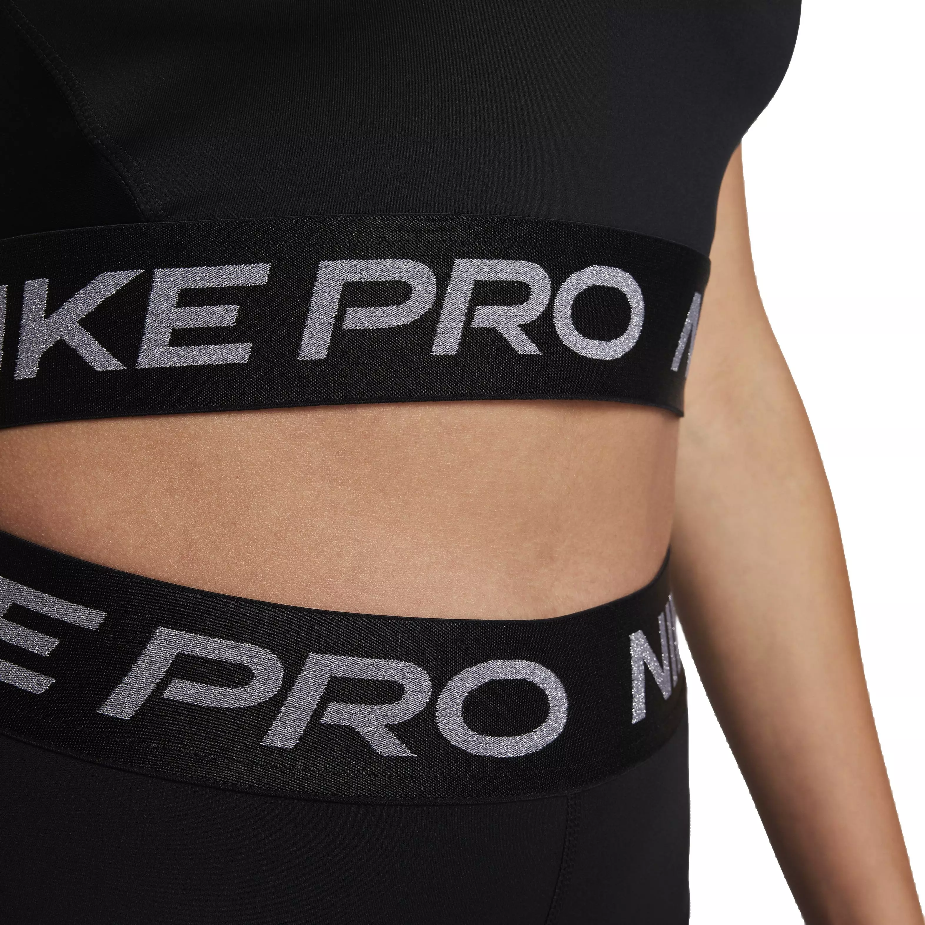 Nike Women's Pro Dri-FIT Shine Cropped Tank Top - BLACK