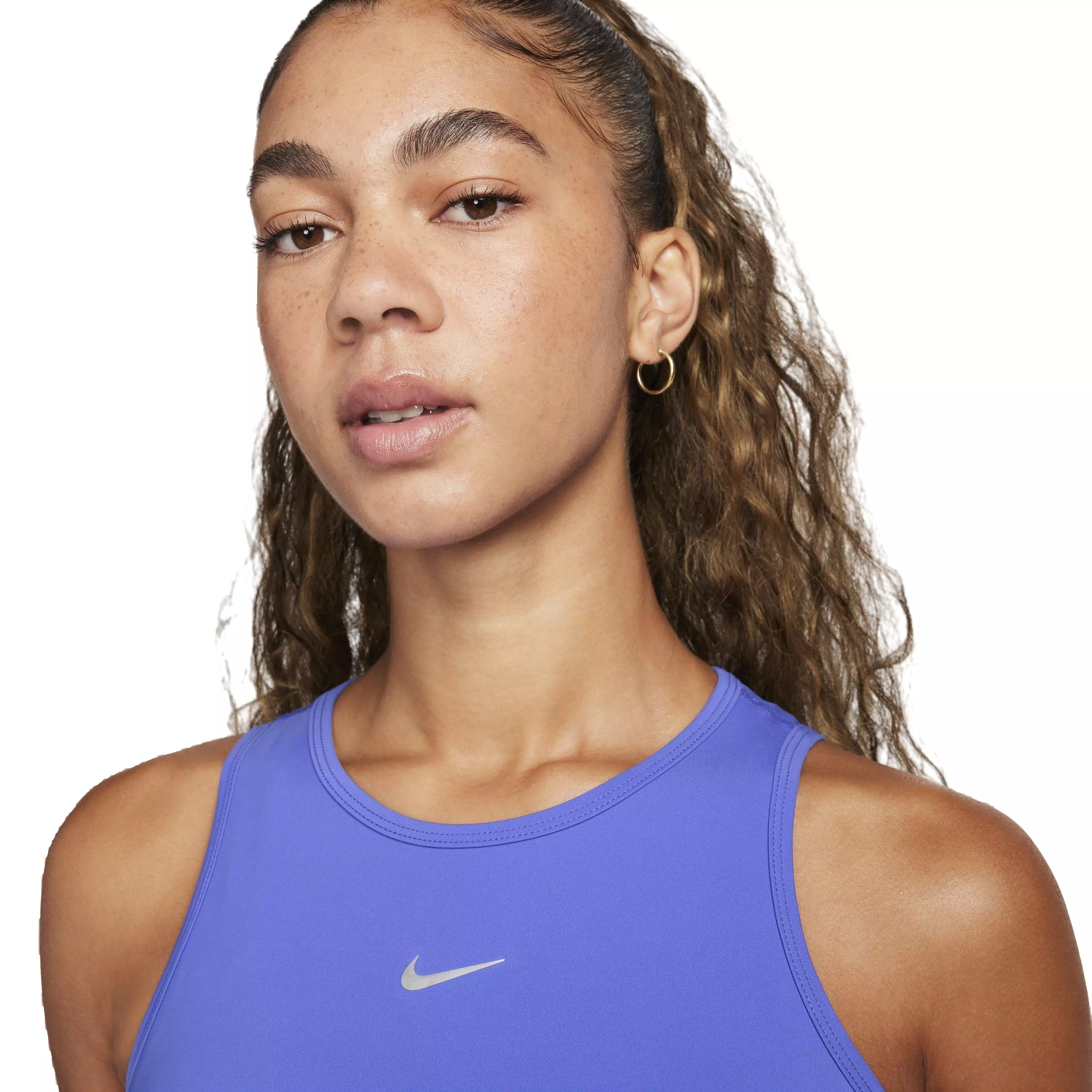 Nike Women's Pro Dri-FIT Shine Cropped Tank Top - BLUE