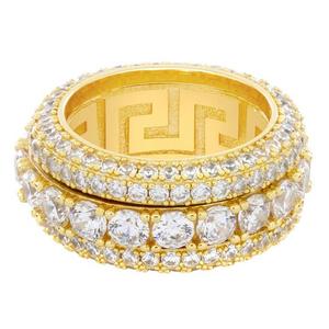 King Ice Brilliant-Cut Icy Spinner Ring - Gold - GOLD