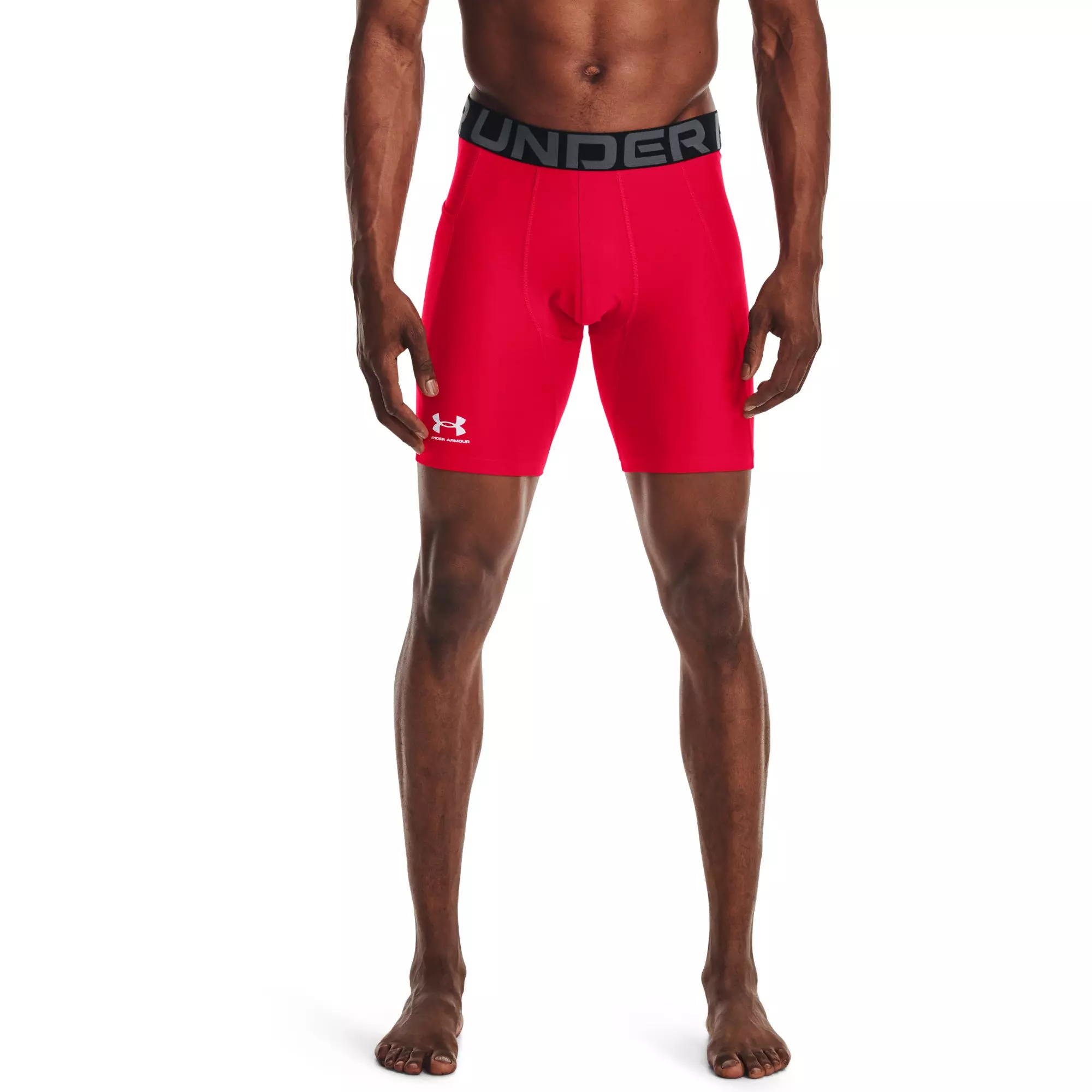 Under Armour neon orange compression heat gear athletic leggings w/ side  pockets