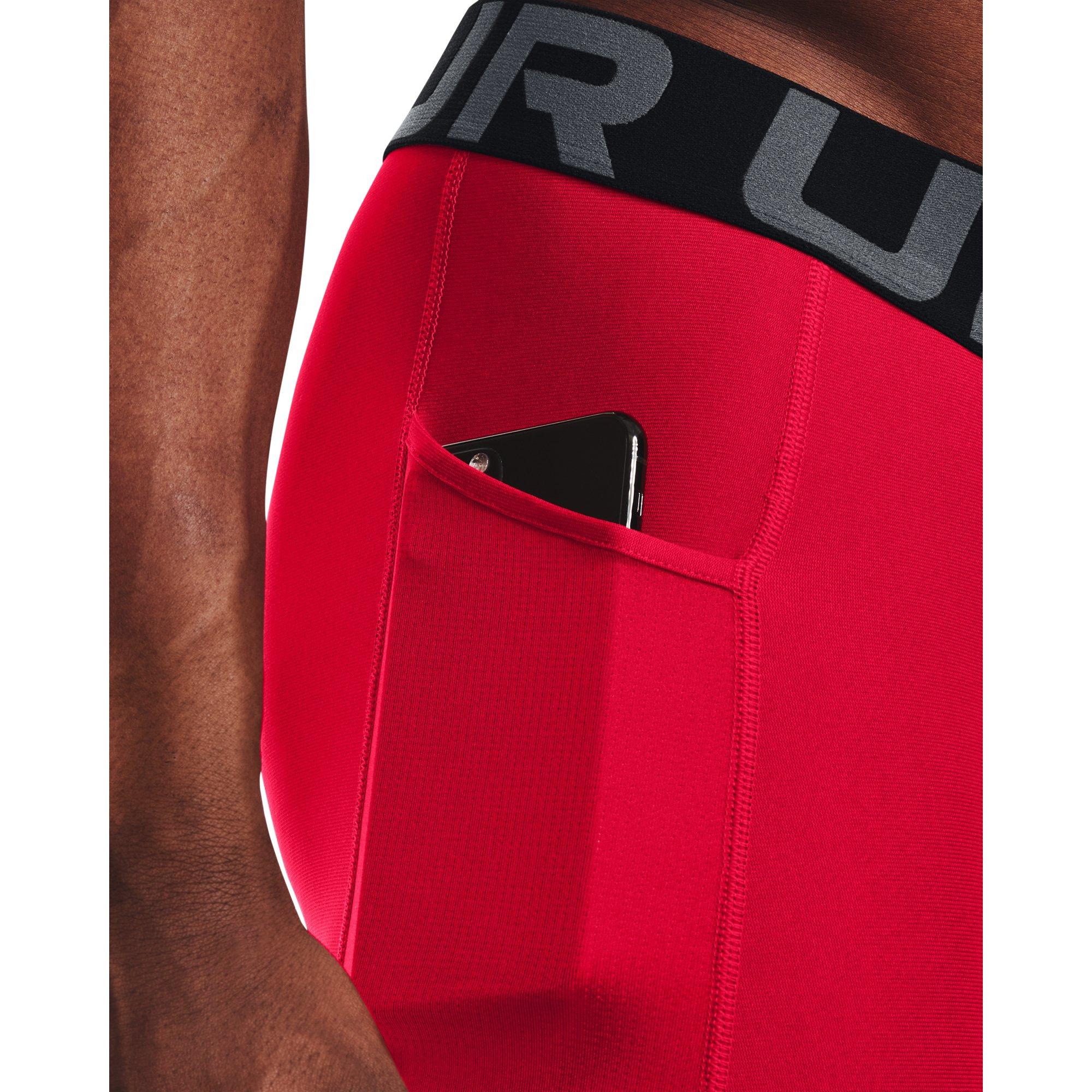 Under Armour Men's HeatGear Armour Compression Shorts-Red - RED/WHITE Thumbnail View 3