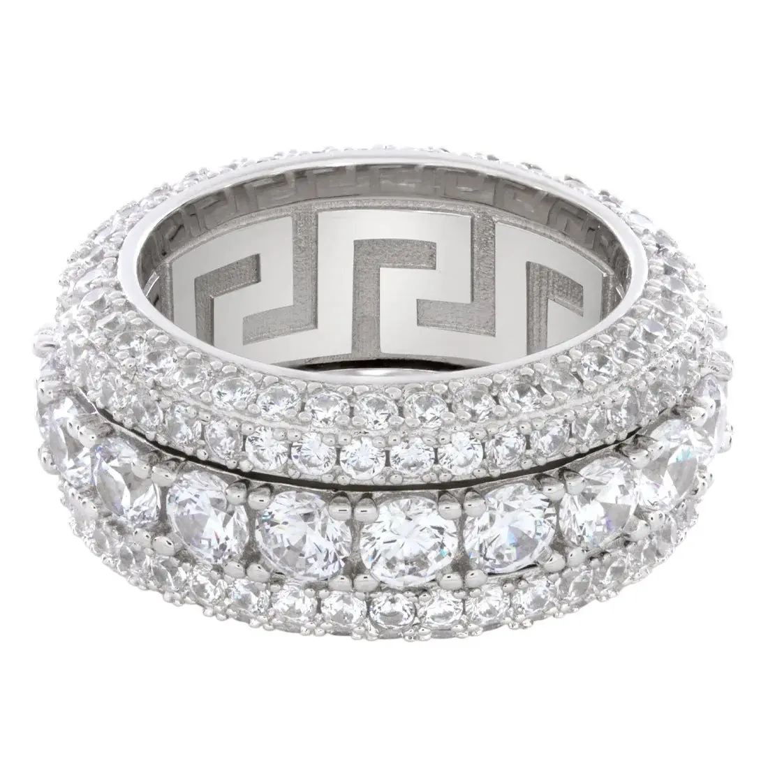 King Ice Brilliant-Cut Icy Spinner Ring - White Gold - WHITE GOLD