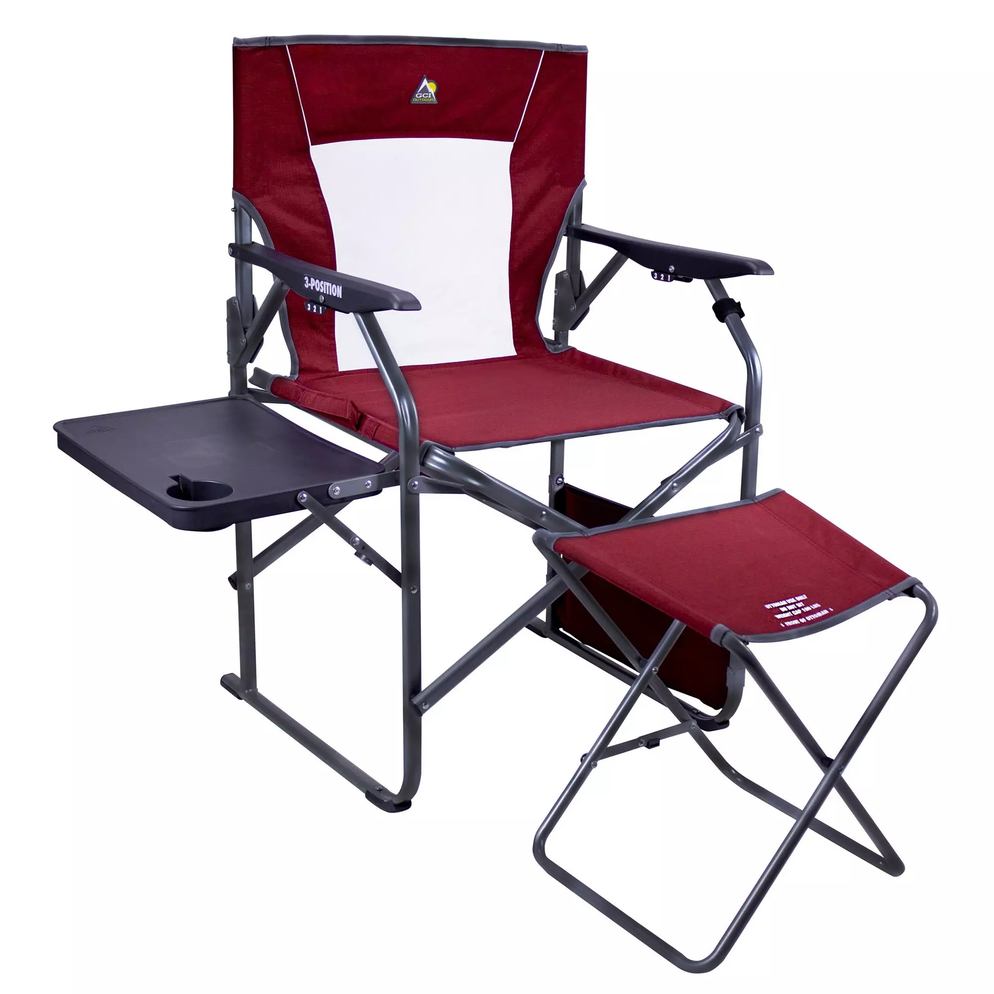 GCI Outdoor 3-Position Director's Chair w/ Ottoman - BROWN