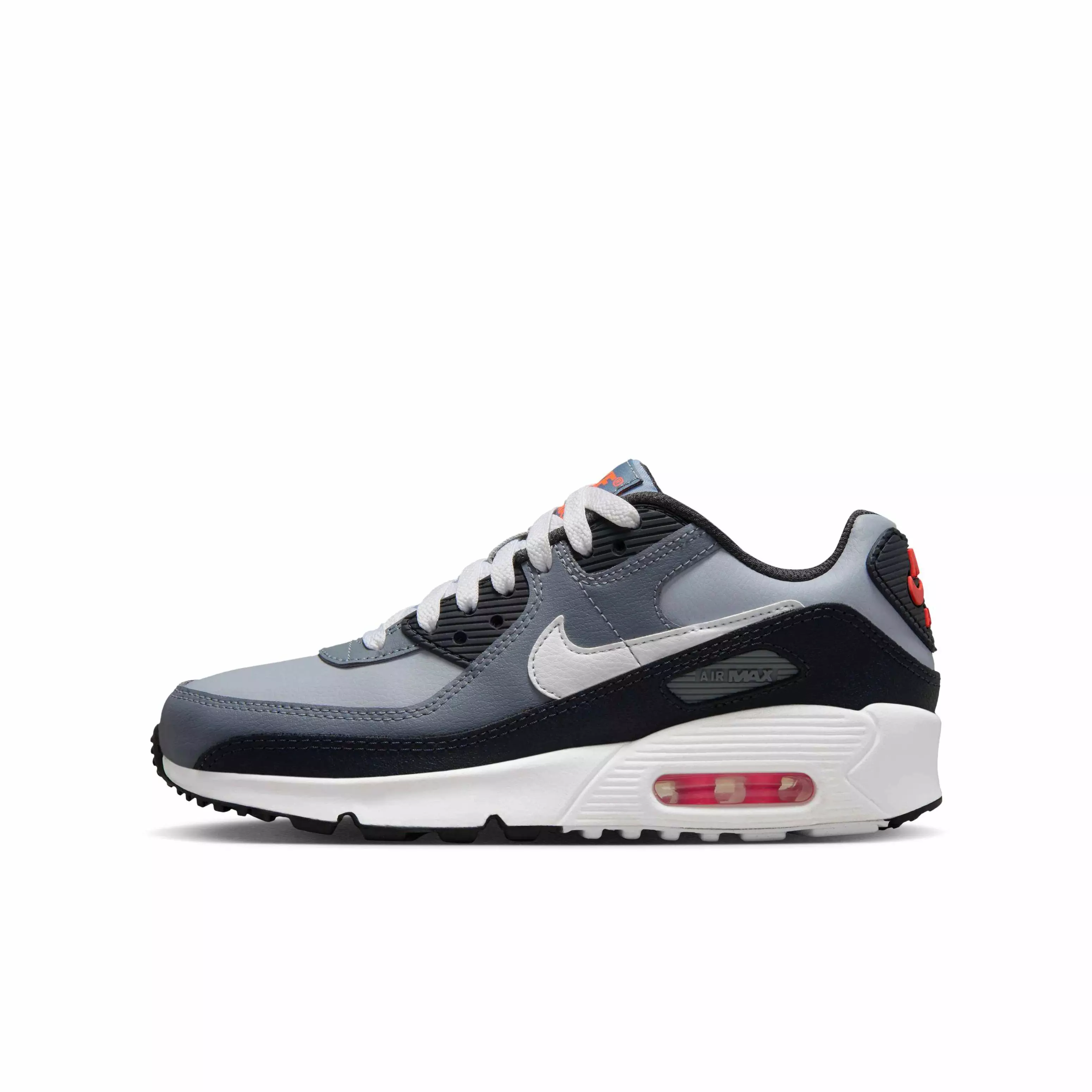 Nike Air Max 90 "Wolf Grey/Cool Grey/Anthracite/White" Grade School Boys' Shoe - GREY/GREY/ANTHRACITE/WHITE