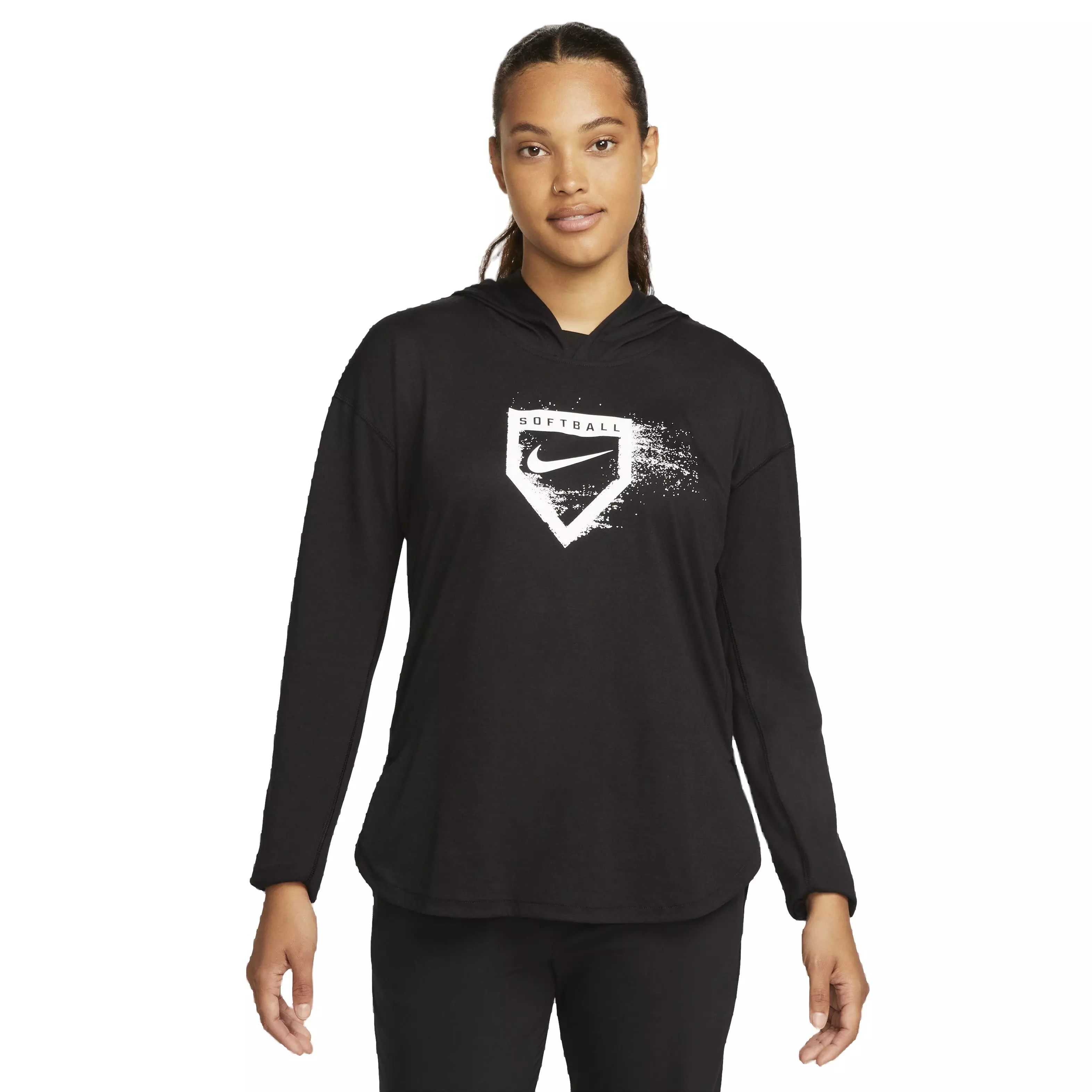 Nike Women's Dri-FIT LS Softball Hoodie - BLACK