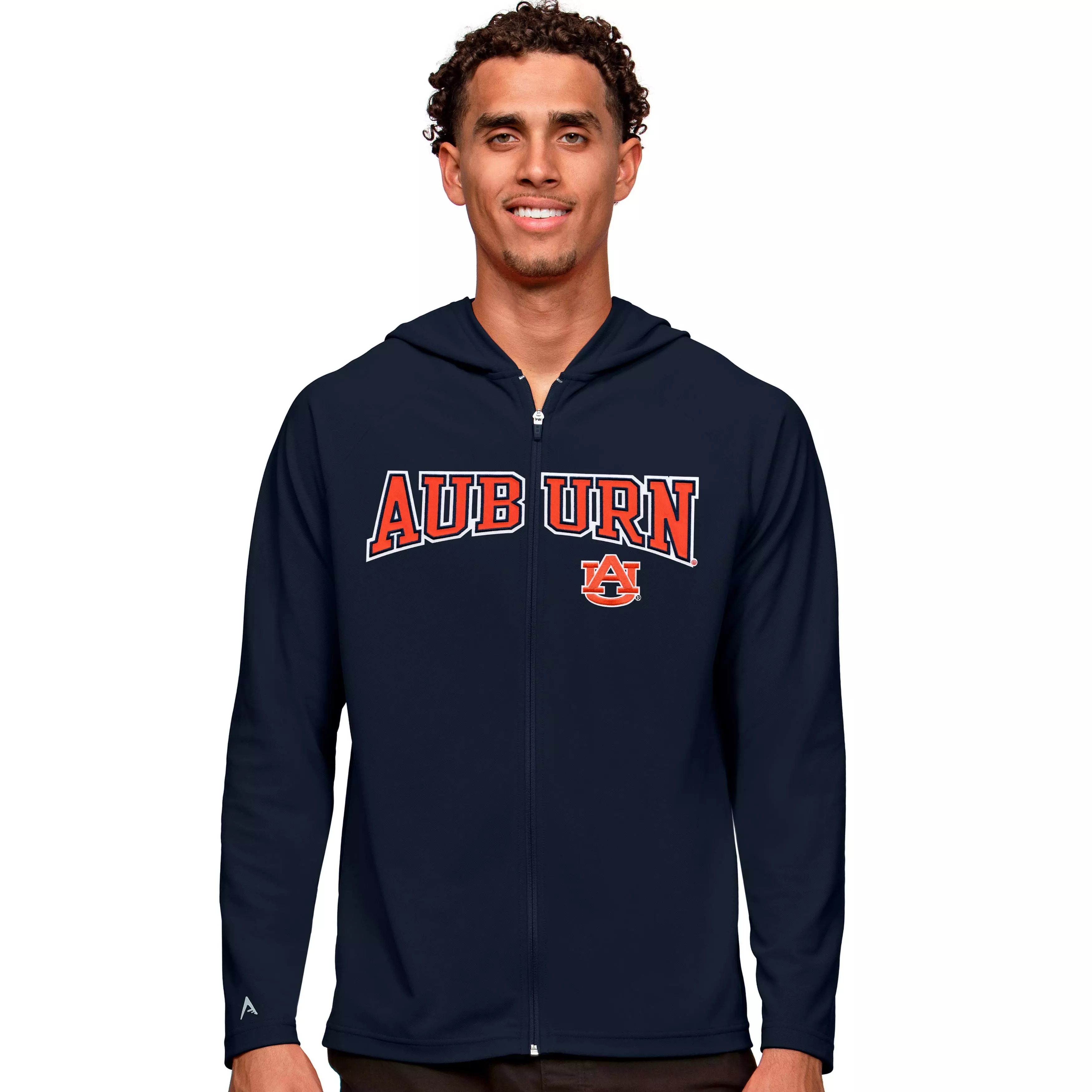 Antigua Men's Auburn Tigers Legacy Full Logo Full-Zip Hoodie-Navy - NAVY