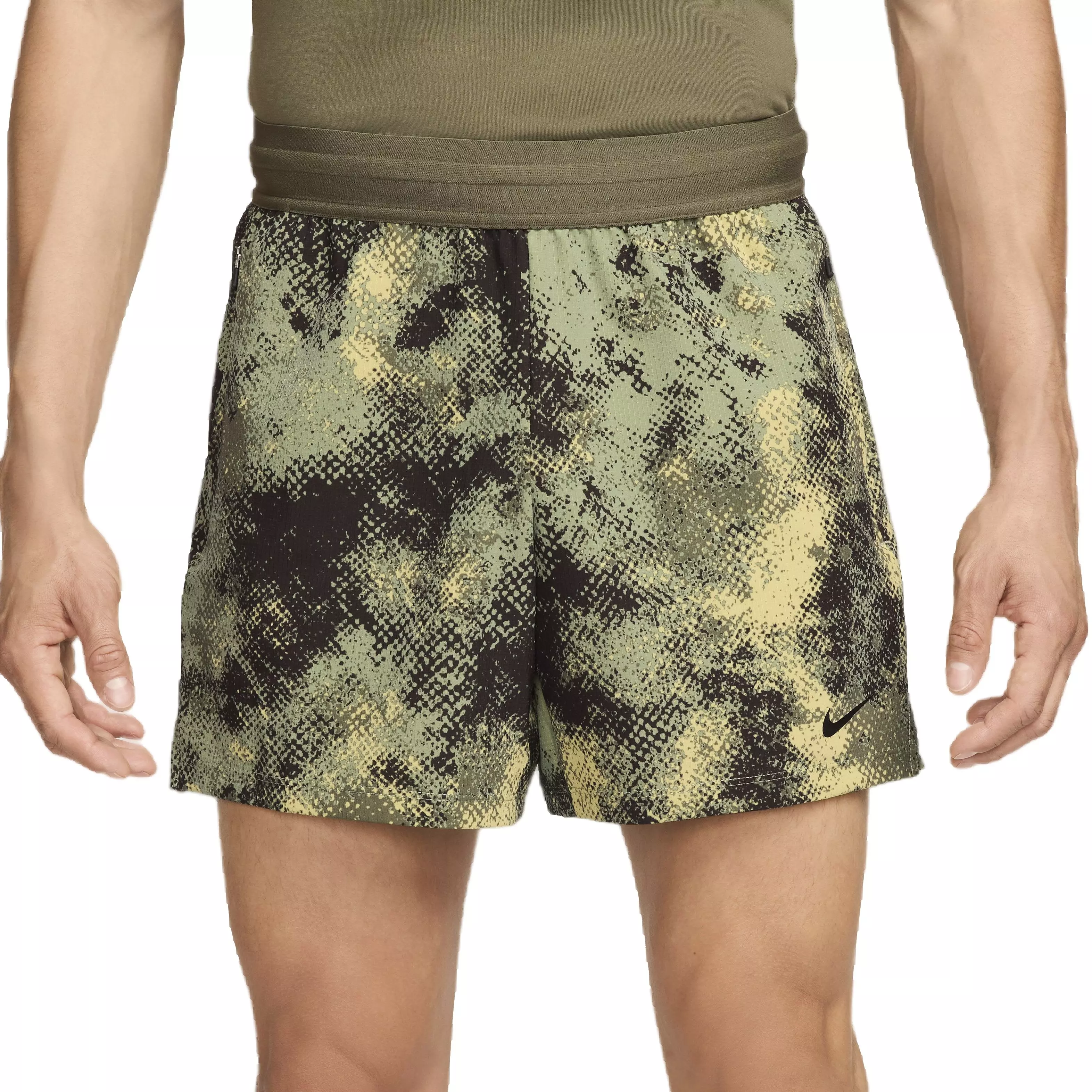 Nike Men's Flex Rep 5" Dri-FIT Unlined Fitness Shorts -Olive Green - OLIVE GREEN