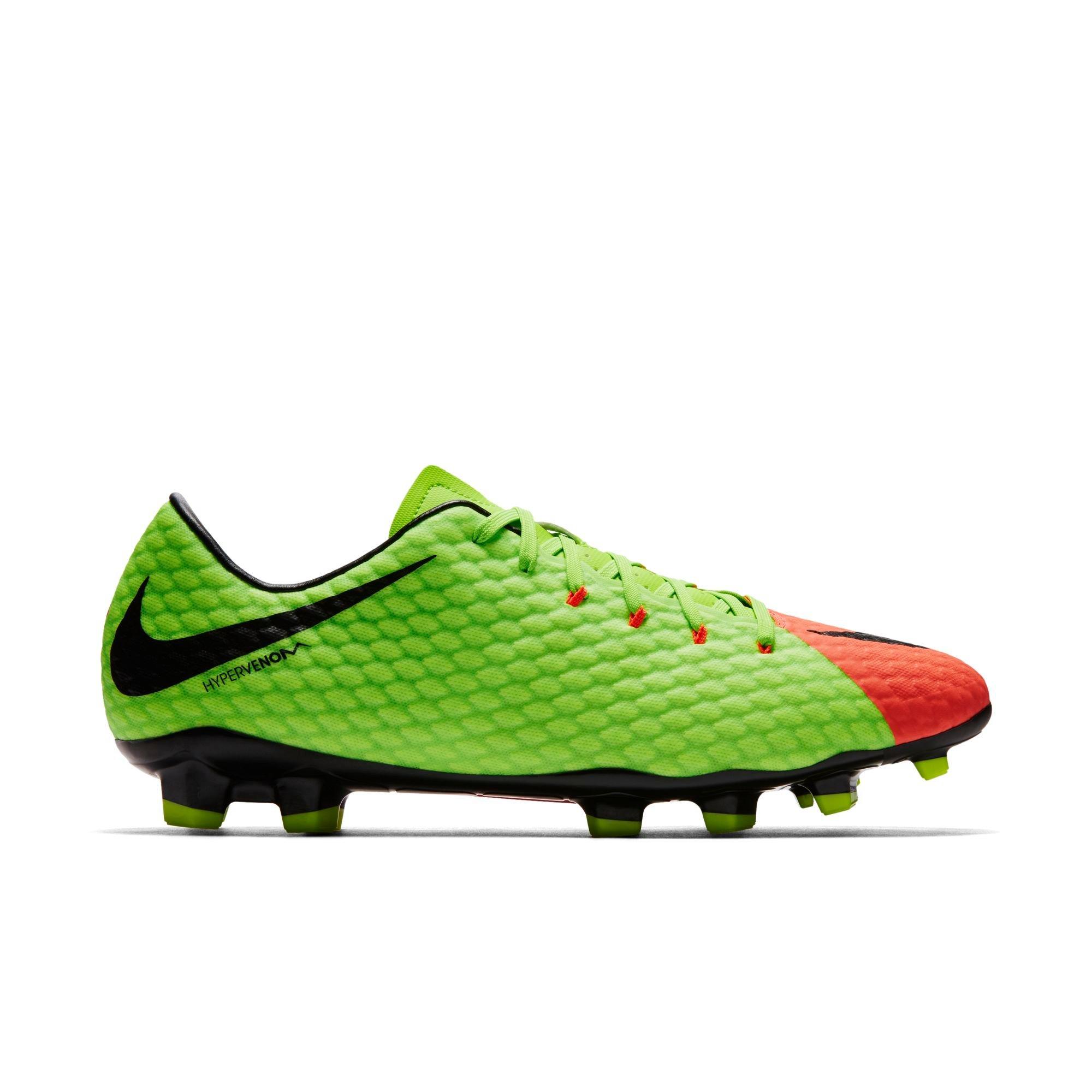 orange and green soccer cleats