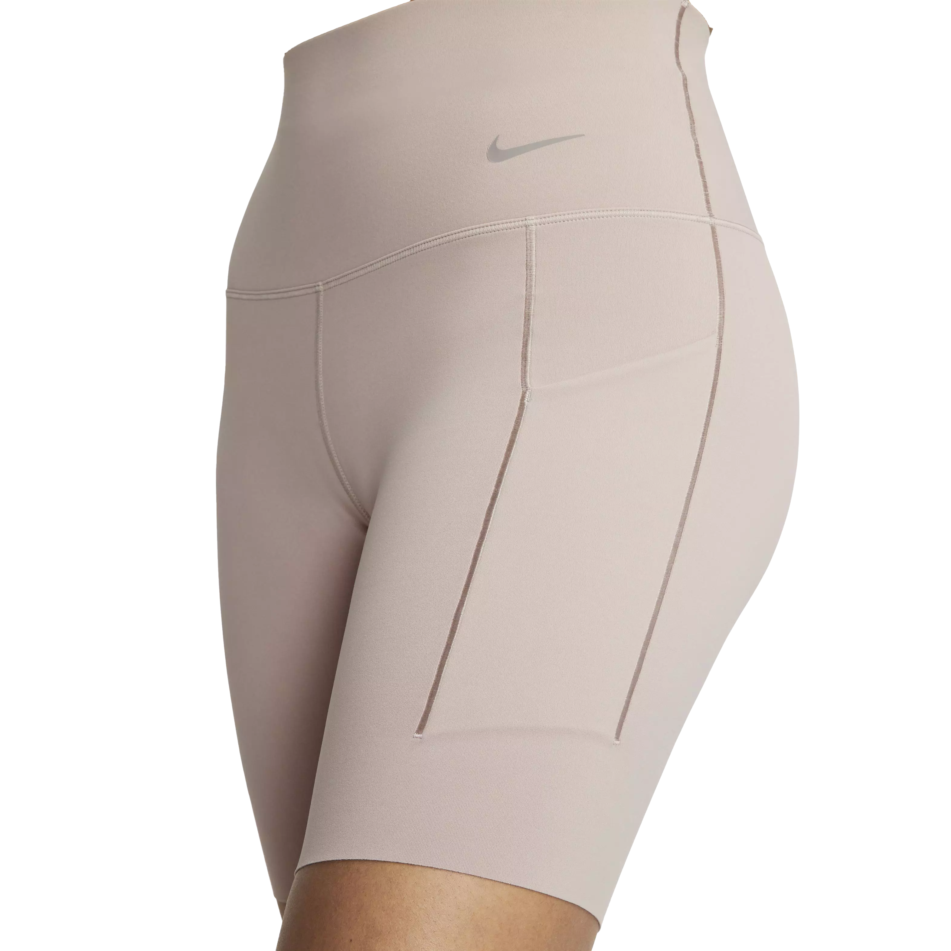 Nike Women's Dri-FIT Universa High-Waisted 8" Biker Shorts w/Pockets - BEIGE