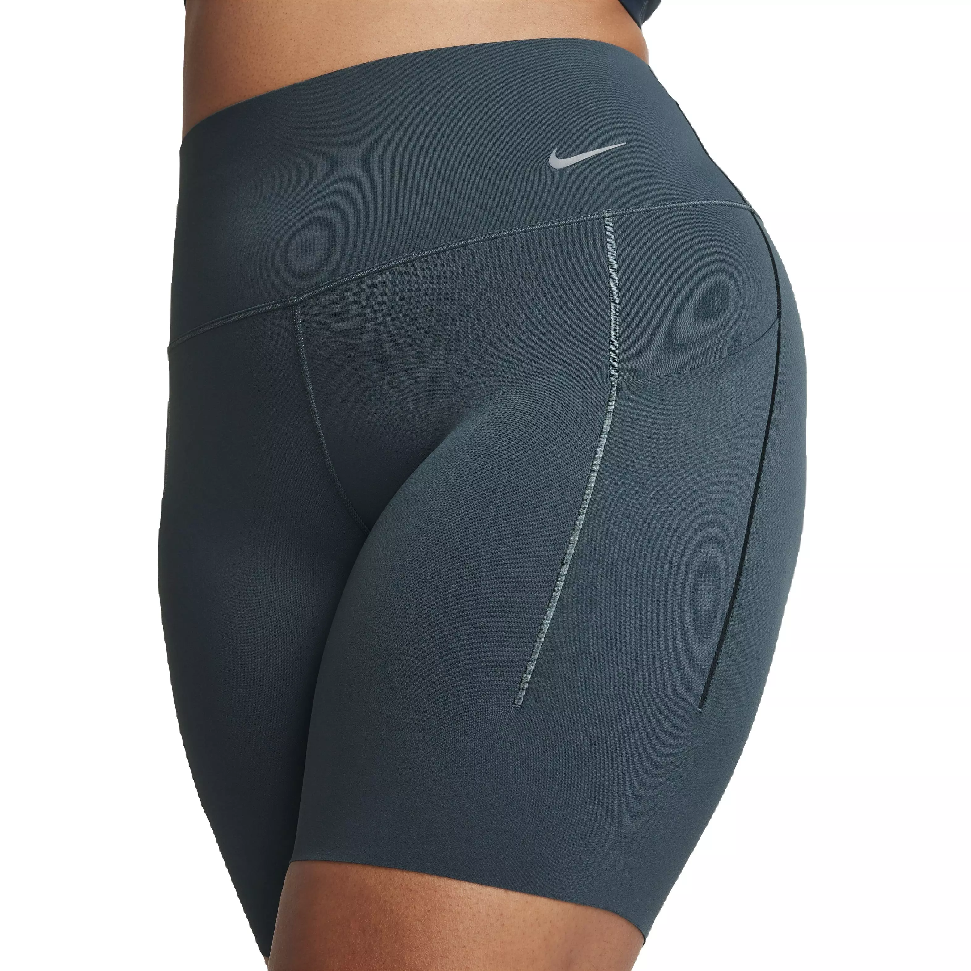 Nike Women's Dri-FIT Universa High-Waisted 8" Biker Shorts w/Pockets - GREEN