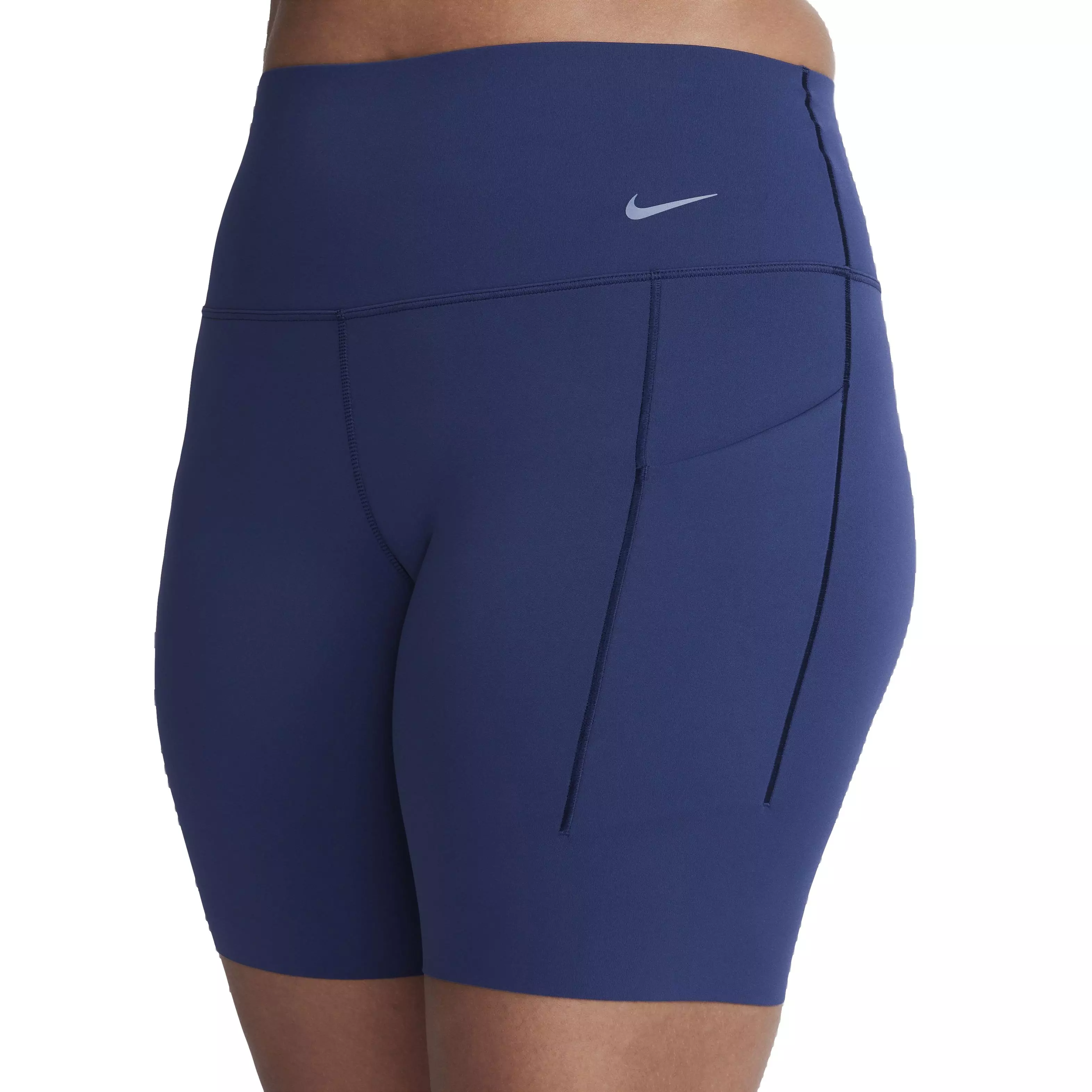 Nike Women's Dri-FIT Universa High-Waisted 8" Biker Shorts w/Pockets - NAVY