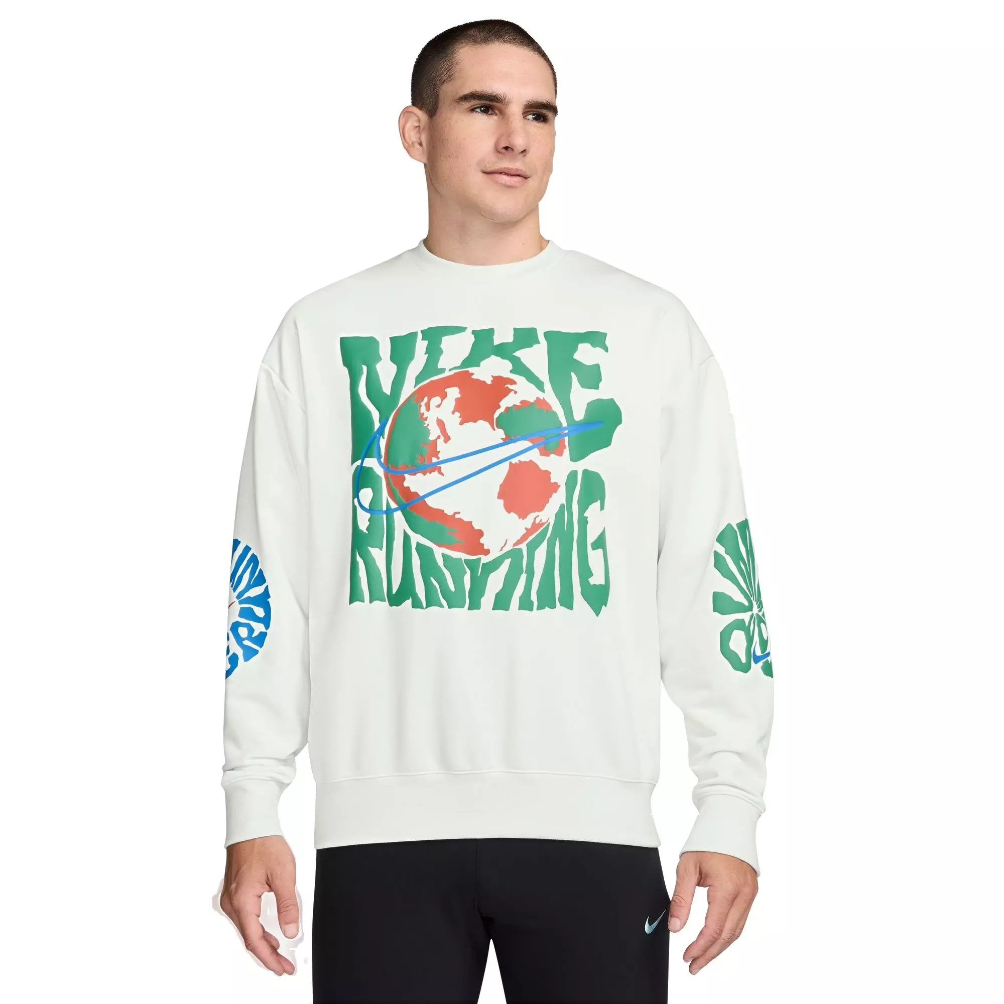 Nike Men's Run Energy Dri-FIT Fleece Running Crew - WHITE