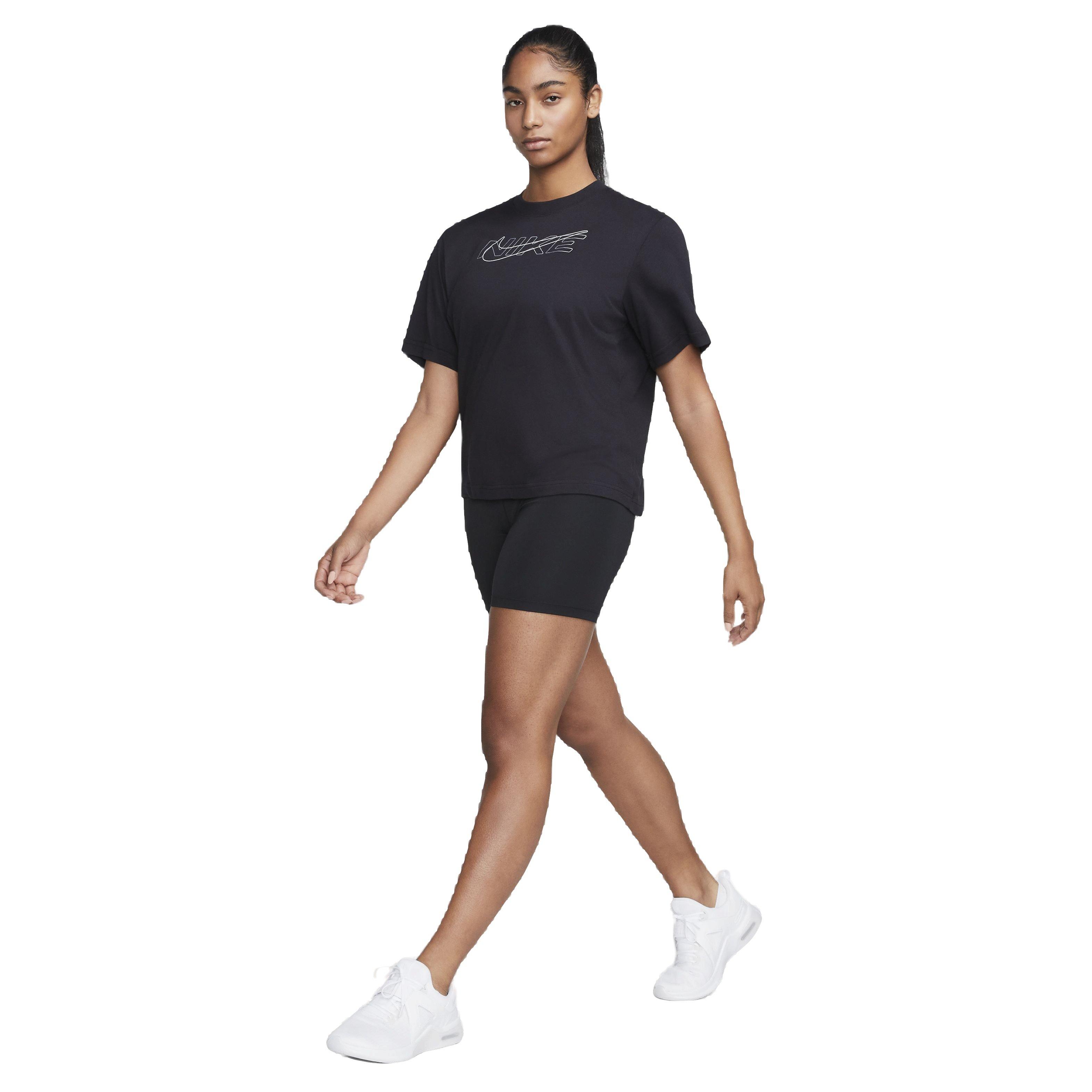 Nike Women's One Dri-FIT High-Waisted 7" Biker Shorts -Black - BLACK Thumbnail View 6