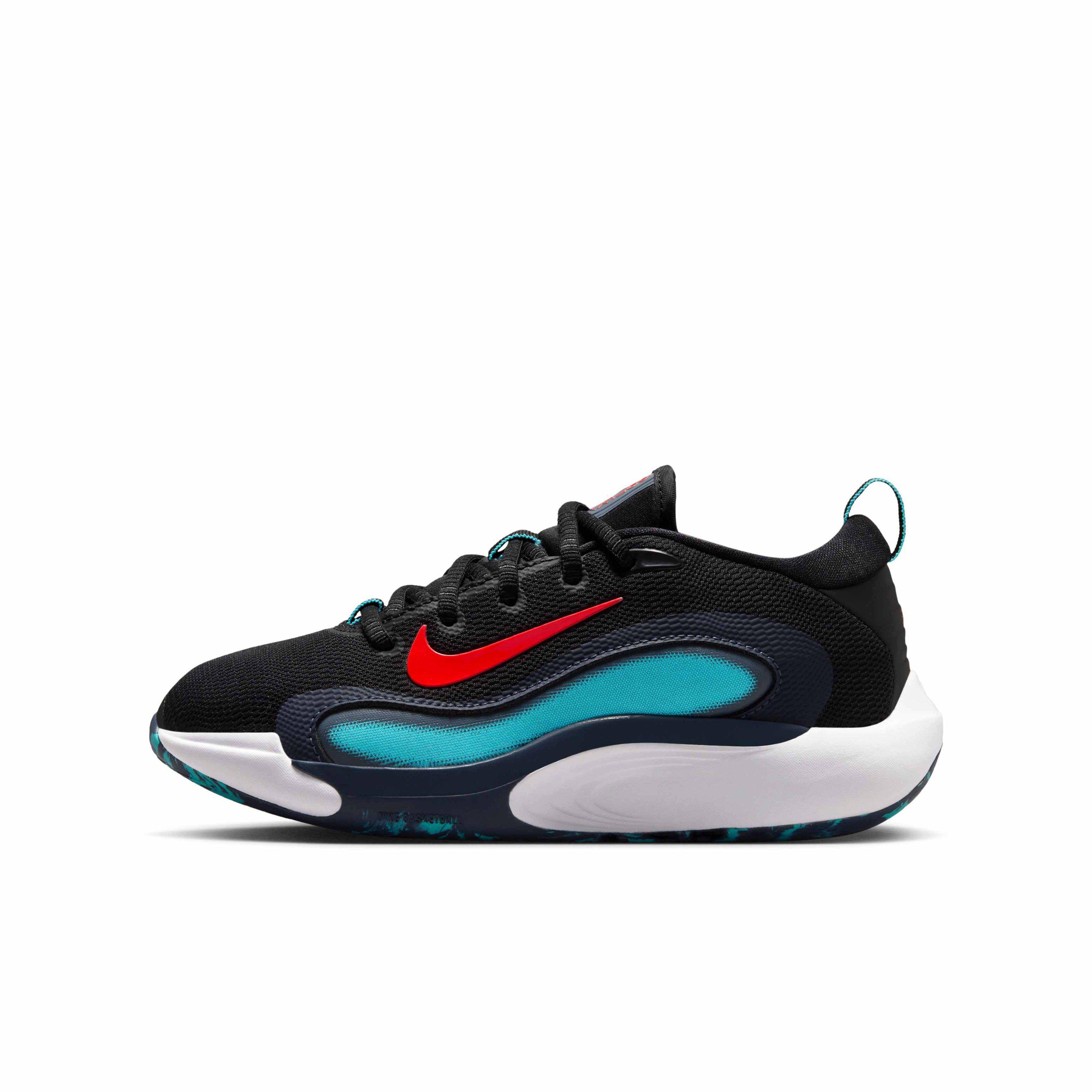 Nike IsoFly Grade School Boys' "Black/Dusty Cactus/Thunder Blue/Bright Crimson" Basketball Shoe