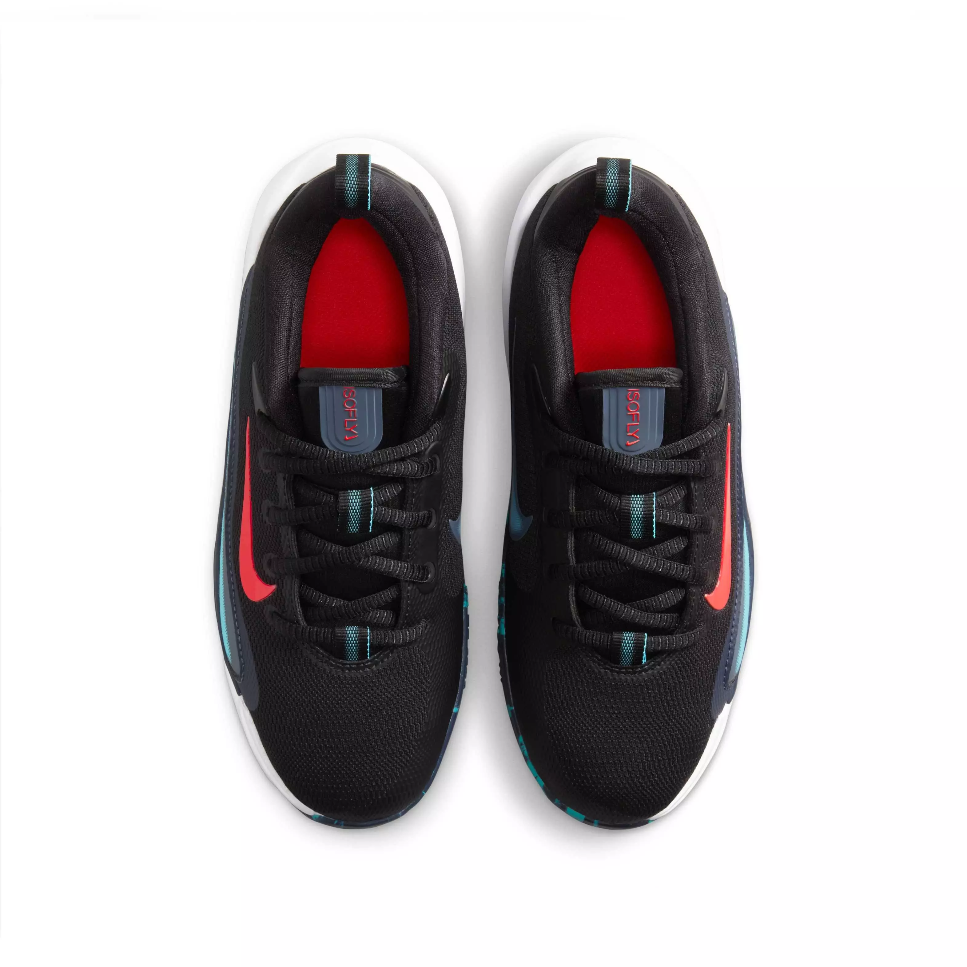 Nike IsoFly "Black/Dusty Cactus/Thunder Blue/Bright Crimson" Grade School Boys' Basketball Shoe - BLACK/CACTUS/BLUE/CRIMSON