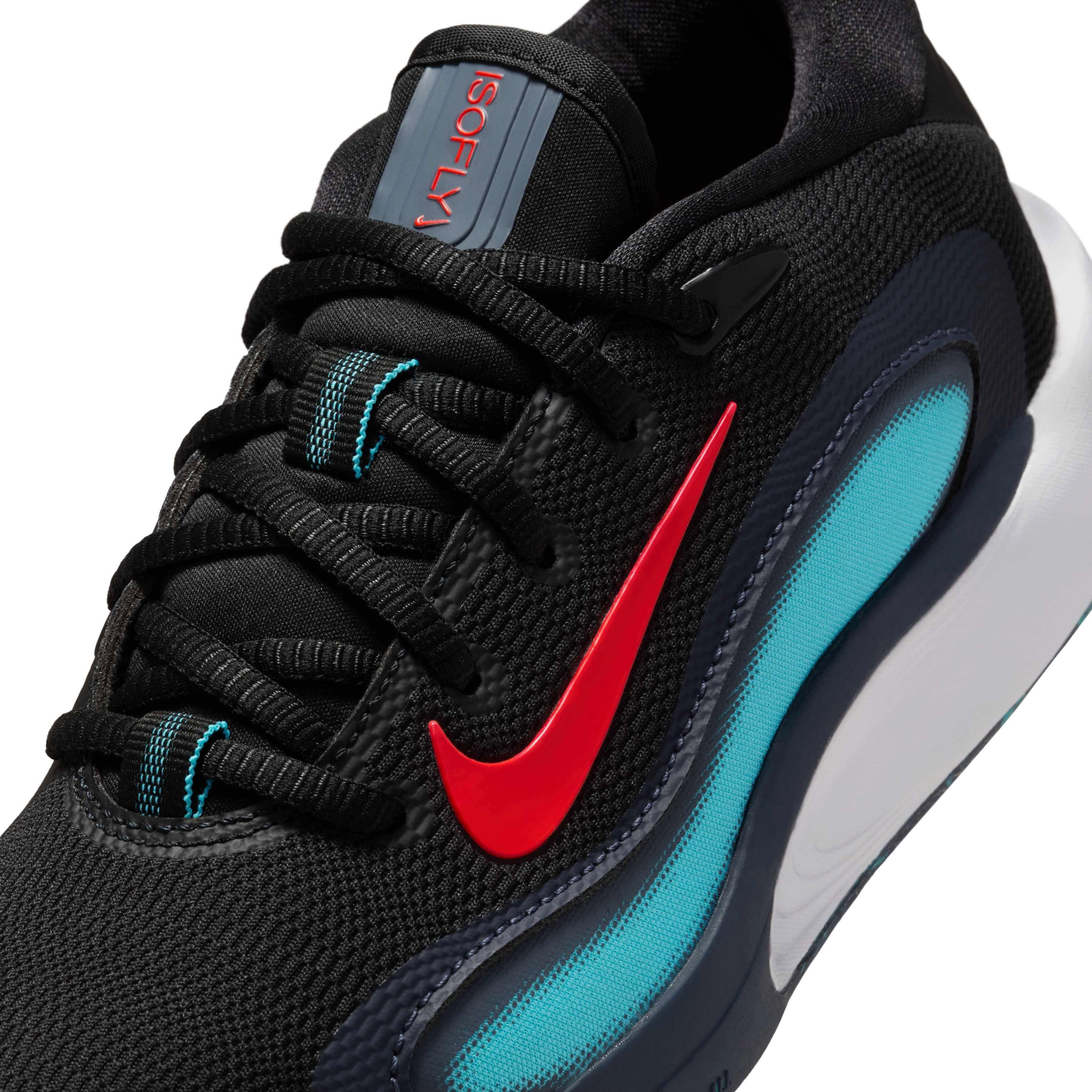 Nike IsoFly Grade School Boys' "Black/Dusty Cactus/Thunder Blue/Bright Crimson" Basketball Shoe