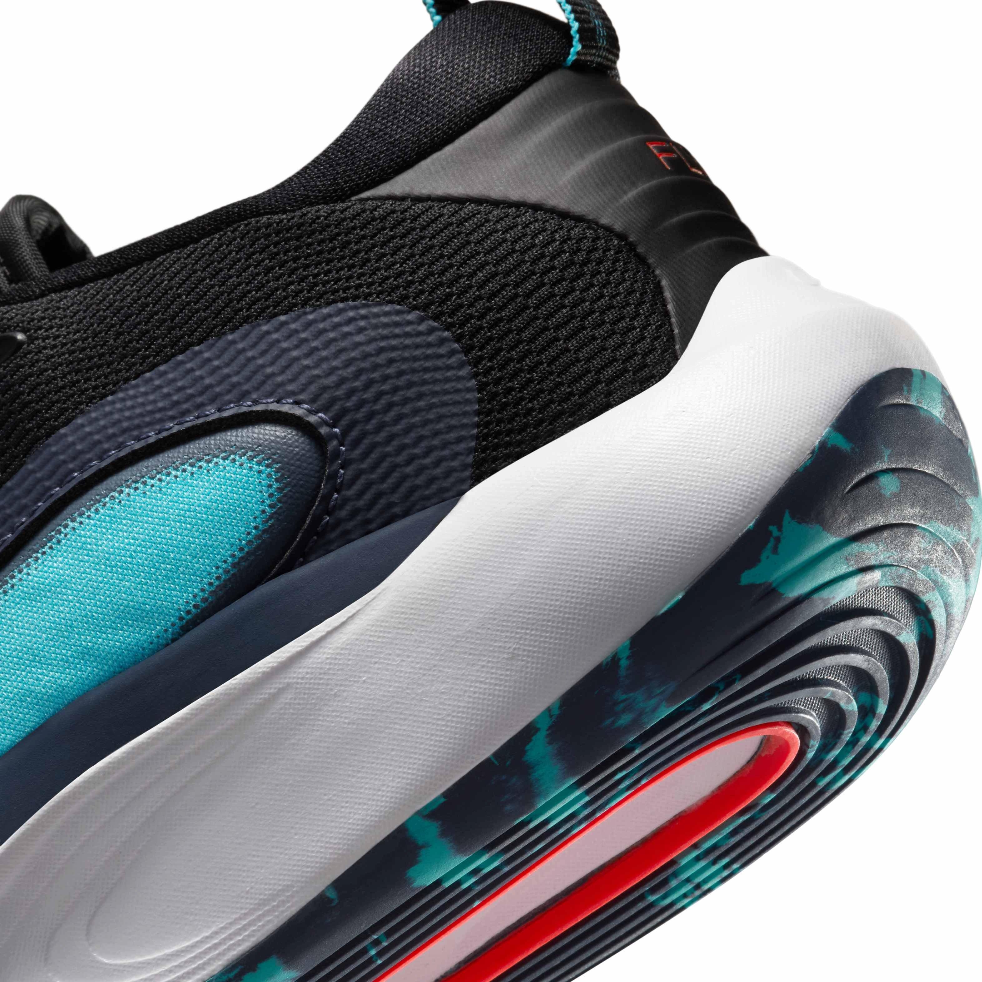 Nike IsoFly Grade School Boys' "Black/Dusty Cactus/Thunder Blue/Bright Crimson" Basketball Shoe