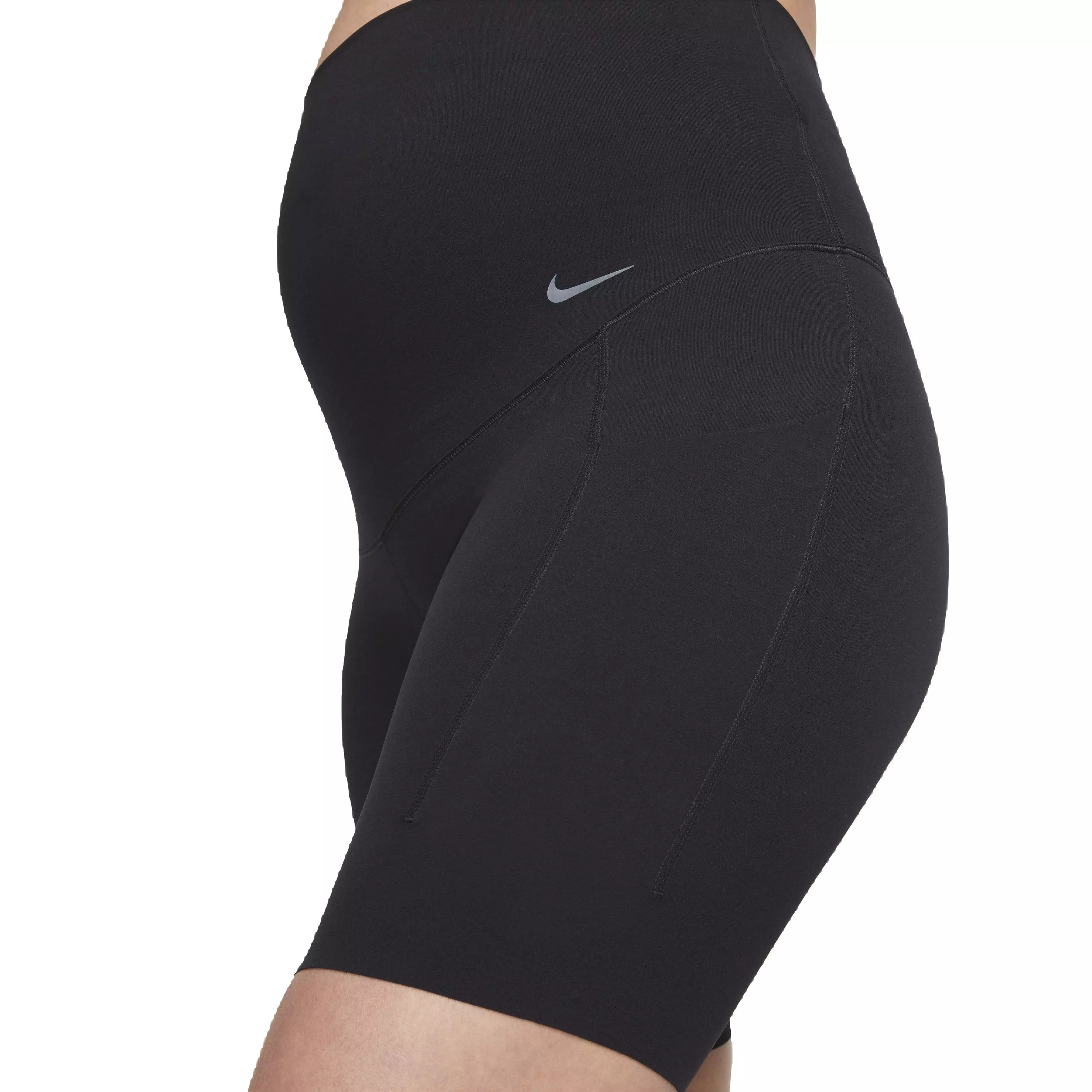 Nike Women's Maternity Zenvy Gentle-Support High-Waisted 8" Biker Shorts w/ Pockets - BLACK