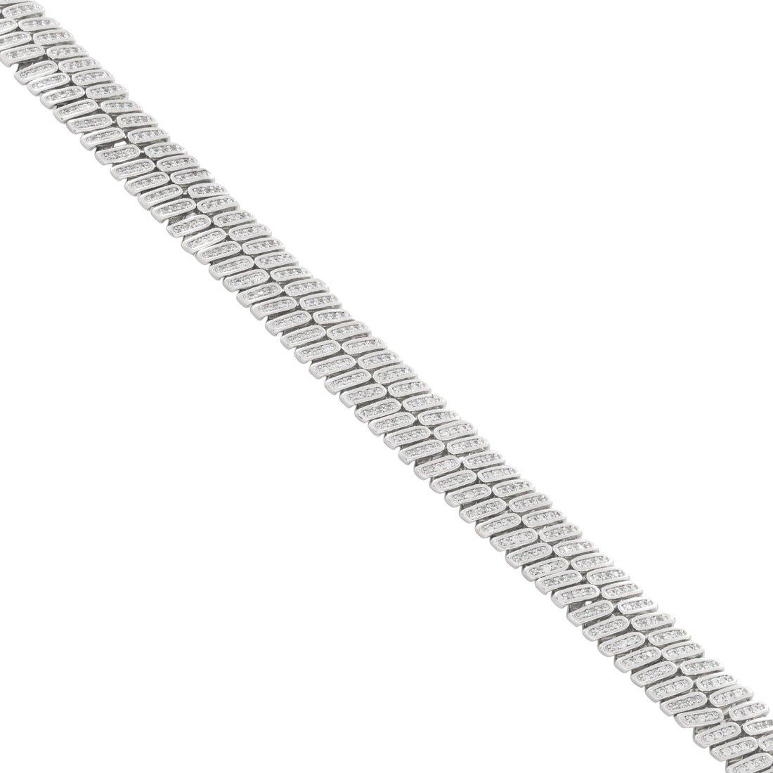 King Ice 12mm Iced Herringbone Chain - White Gold - WHITE GOLD