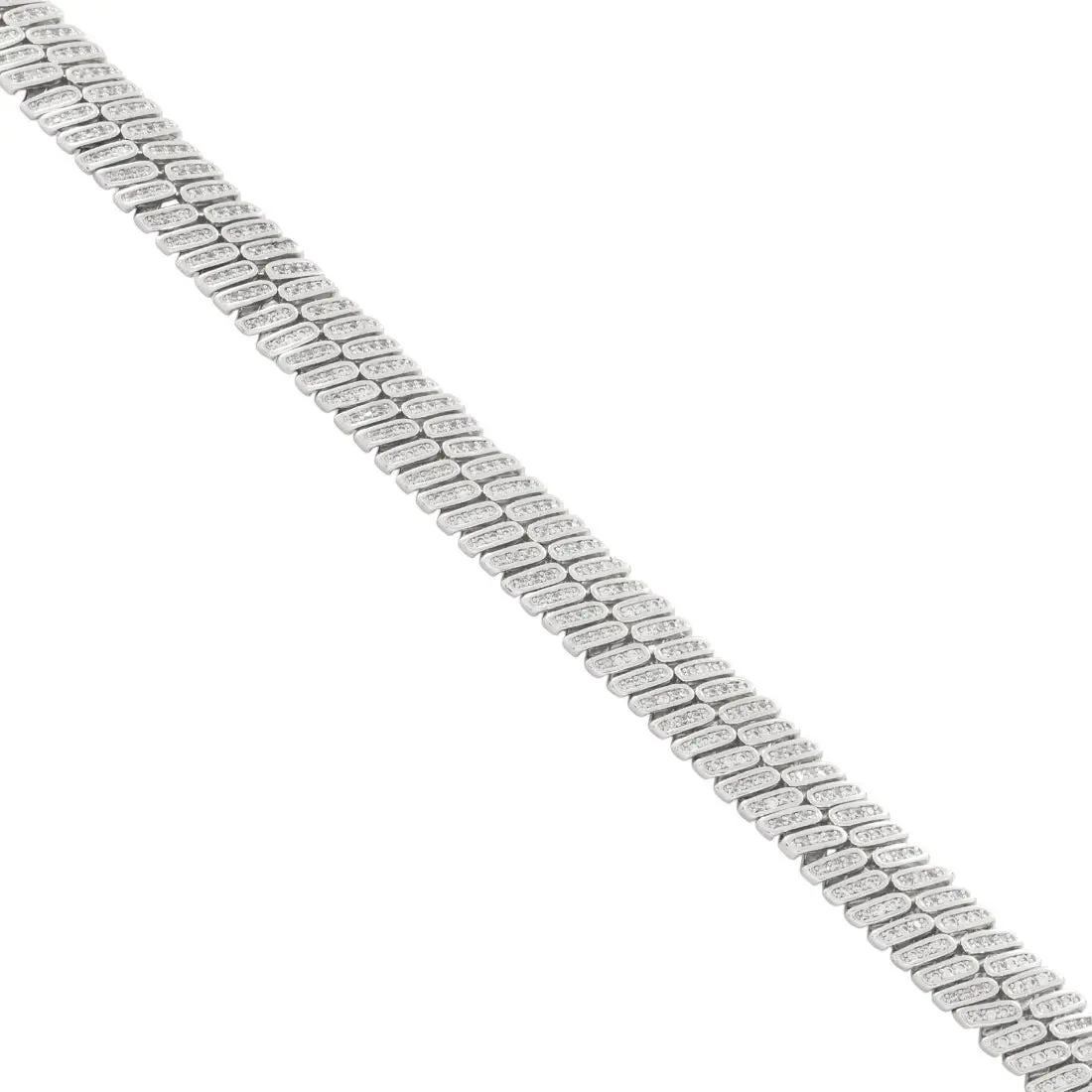 King Ice 12mm Iced Herringbone Chain - White Gold - WHITE GOLD