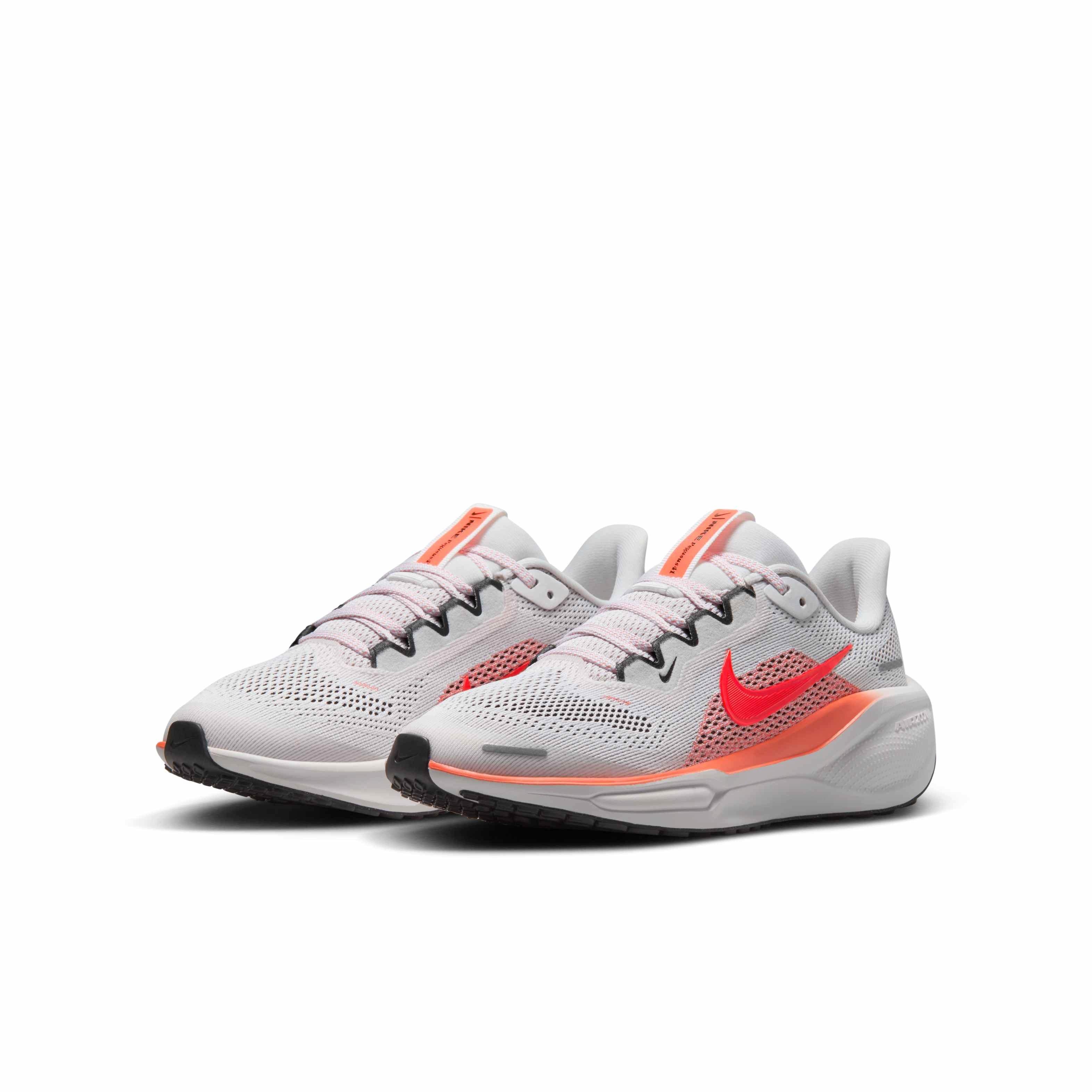 Nike Pegasus 41 Grade School Boys' "White/Magic Ember/Black/Bright Crimson" Running Shoe
