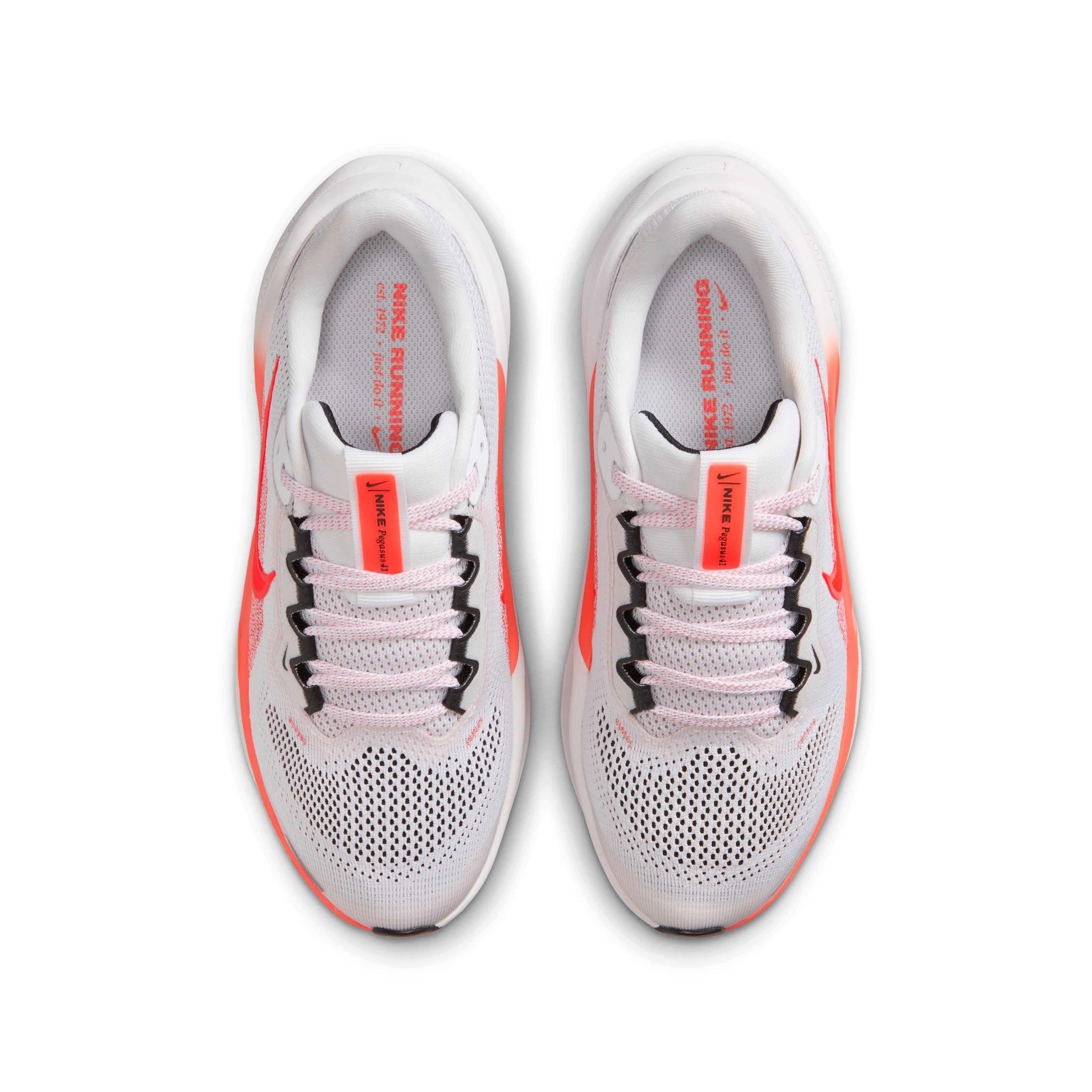 Nike Pegasus 41 Grade School Boys' "White/Magic Ember/Black/Bright Crimson" Running Shoe