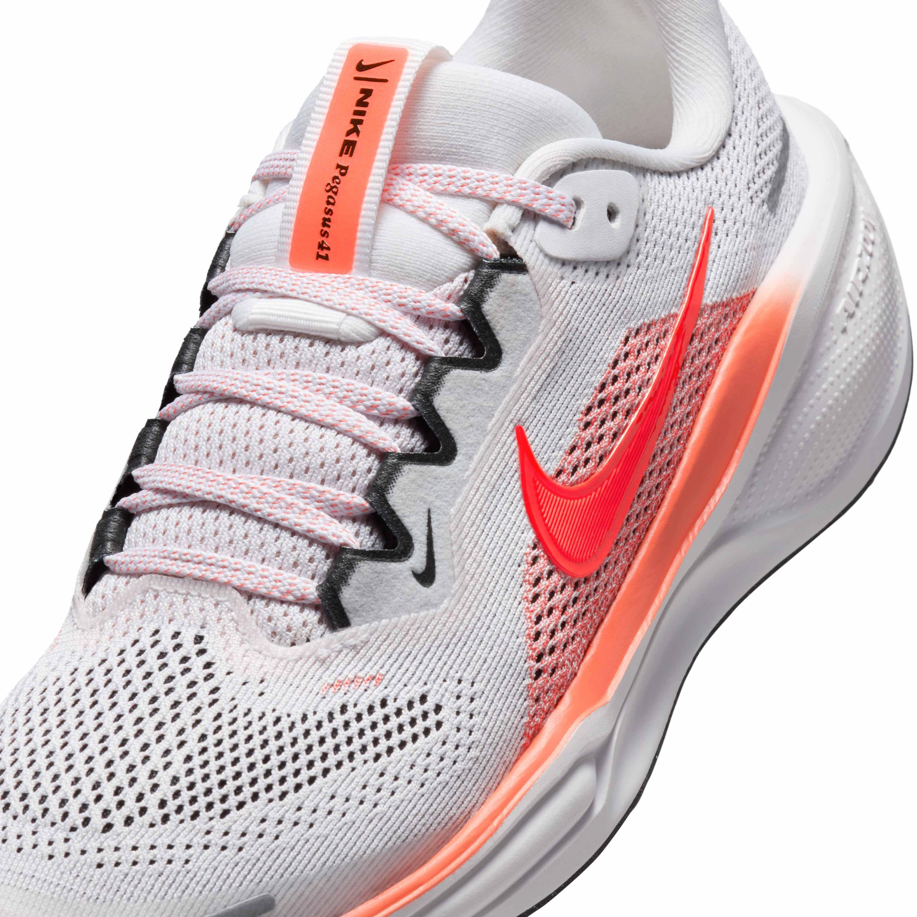 Nike Pegasus 41 Grade School Boys' "White/Magic Ember/Black/Bright Crimson" Running Shoe