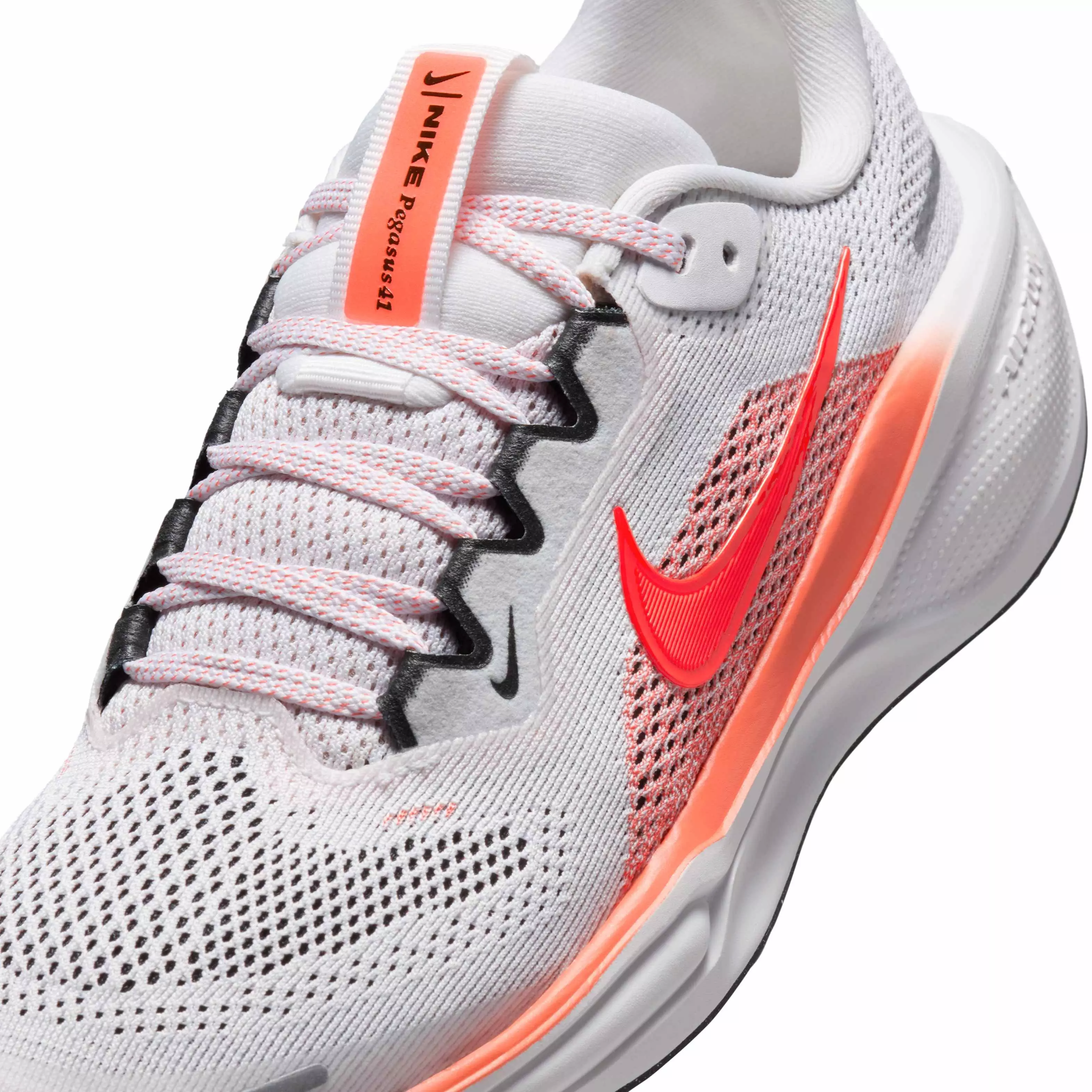 Nike Pegasus 41 "White/Magic Ember/Black/Bright Crimson" Grade School Boys' Running Shoe - WHITE/EMBER/BLACK/CRIMSON