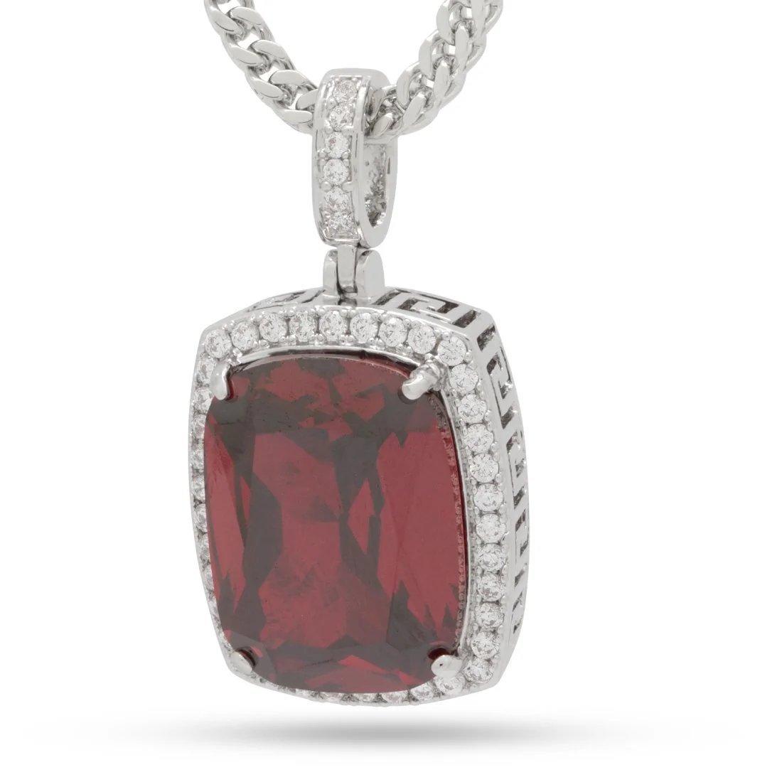 King Ice Ruby Crown Julz Necklace - WHITE GOLD
