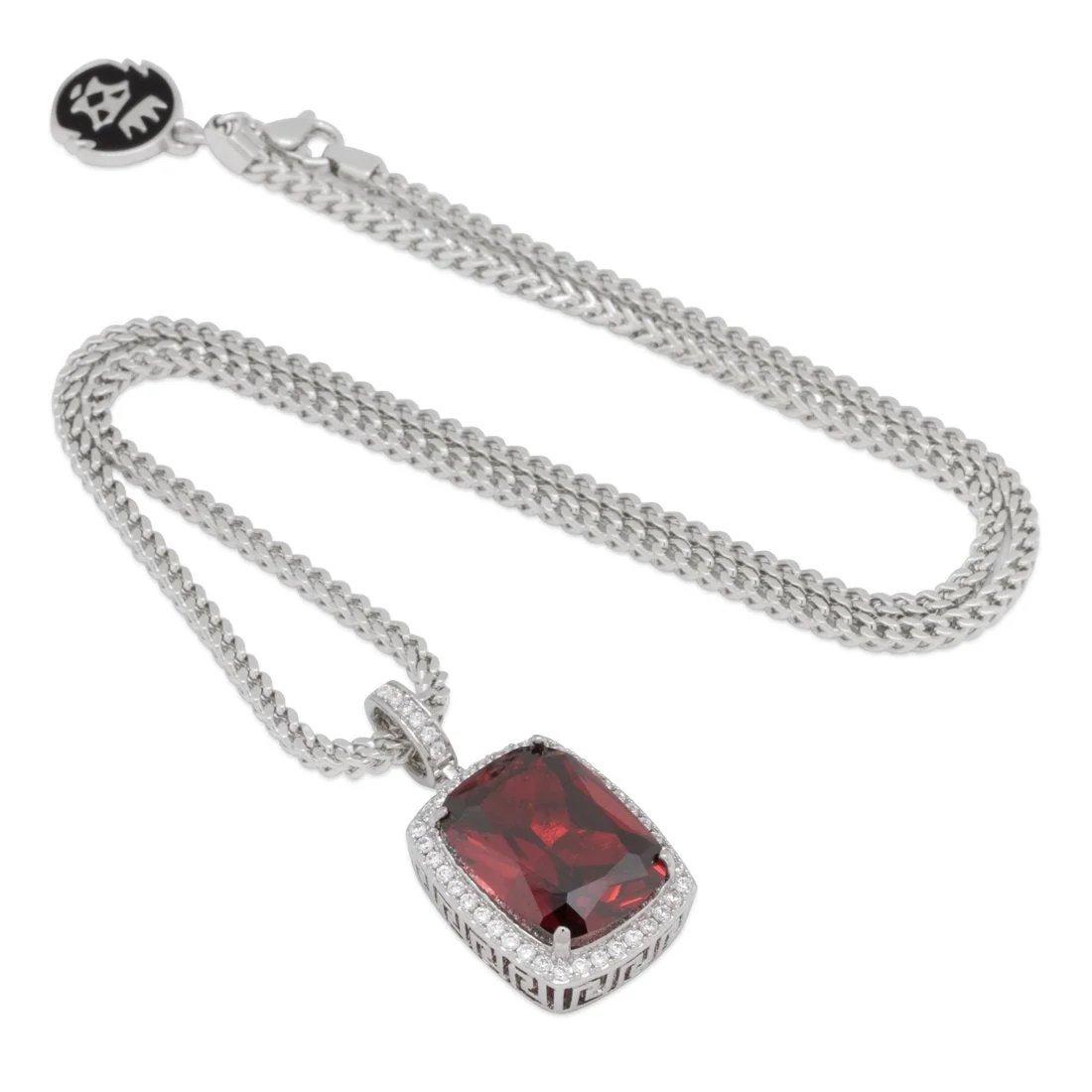 King Ice Ruby Crown Julz Necklace - WHITE GOLD