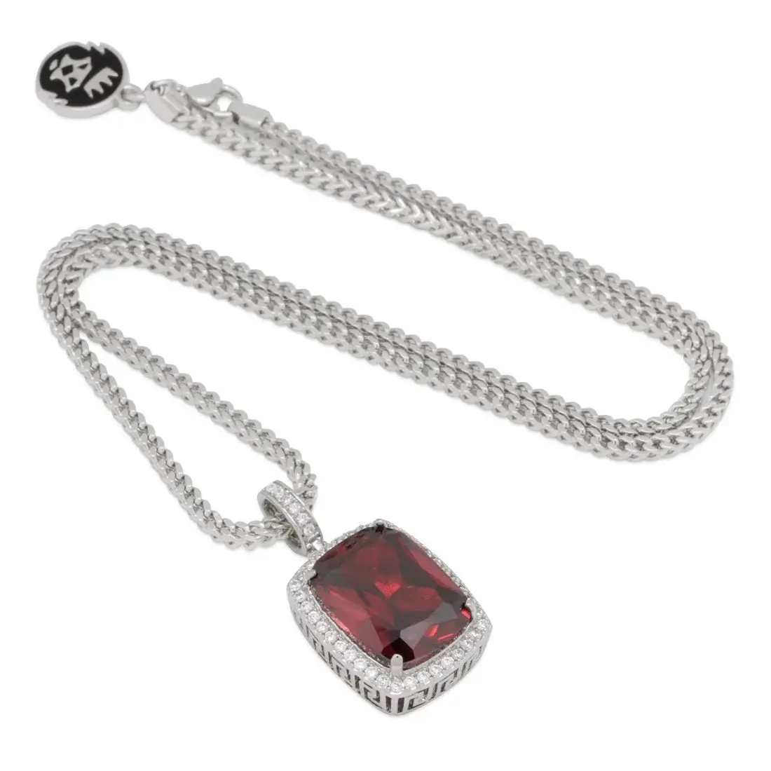 King Ice Ruby Crown Julz Necklace - WHITE GOLD