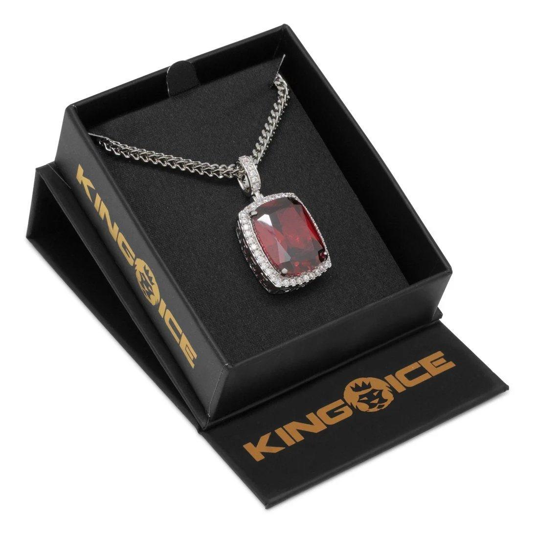 King Ice Ruby Crown Julz Necklace - WHITE GOLD