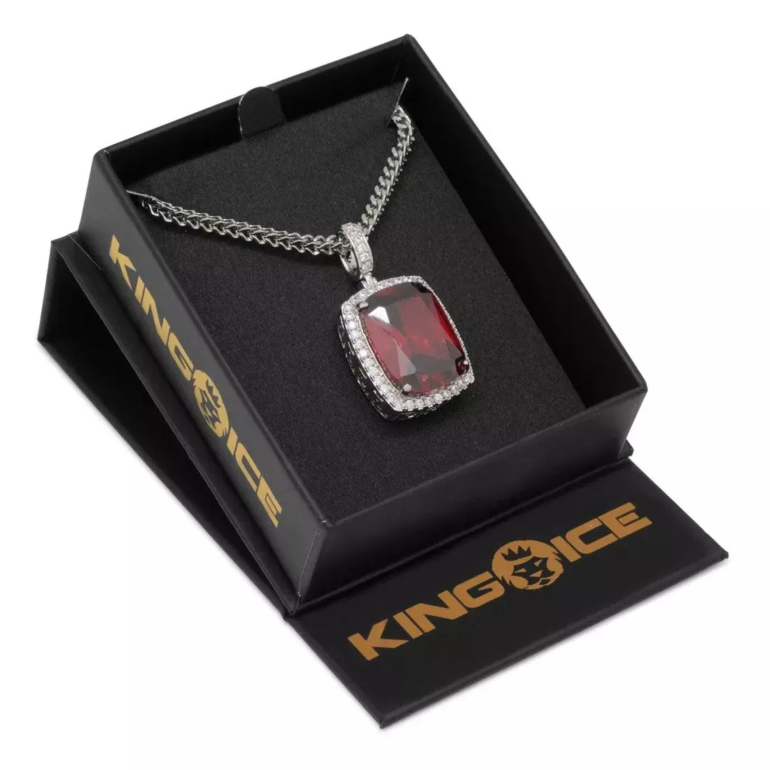 King Ice Ruby Crown Julz Necklace - WHITE GOLD
