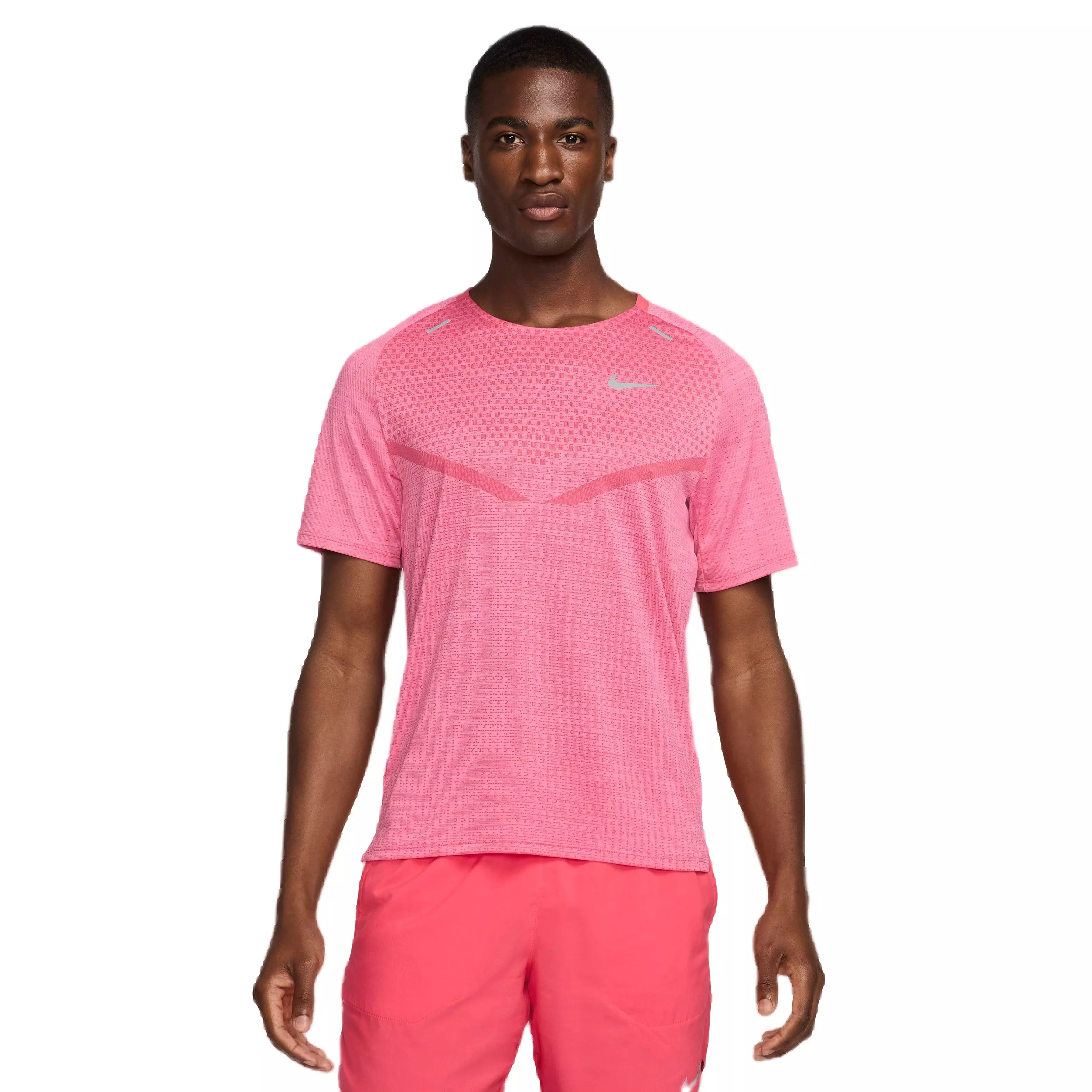 Nike Men's Dri-FIT ADV Tech Knit Short Sleeve Running Top - Pink - PINK