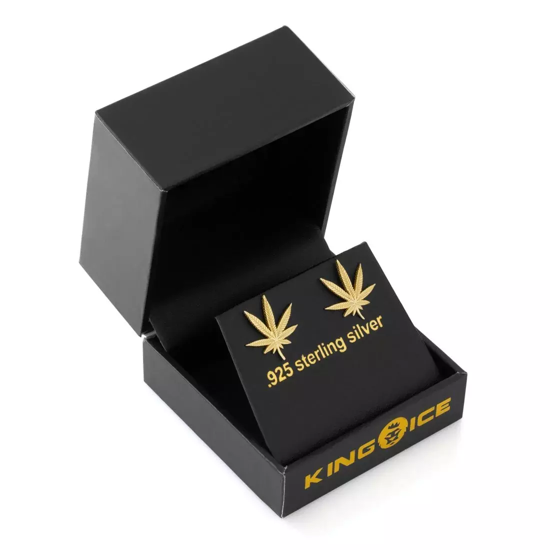 King Ice Cannabis Leaf Stub Earrings - GOLD