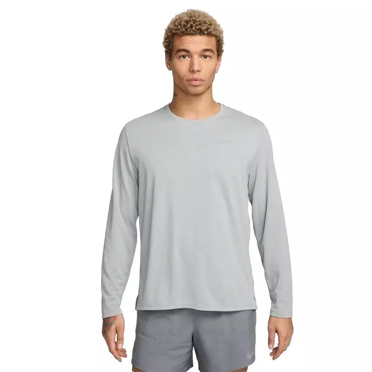 Nike Men's Dri-FIT UV Miler Long Sleeve Running Top - Grey - GREY