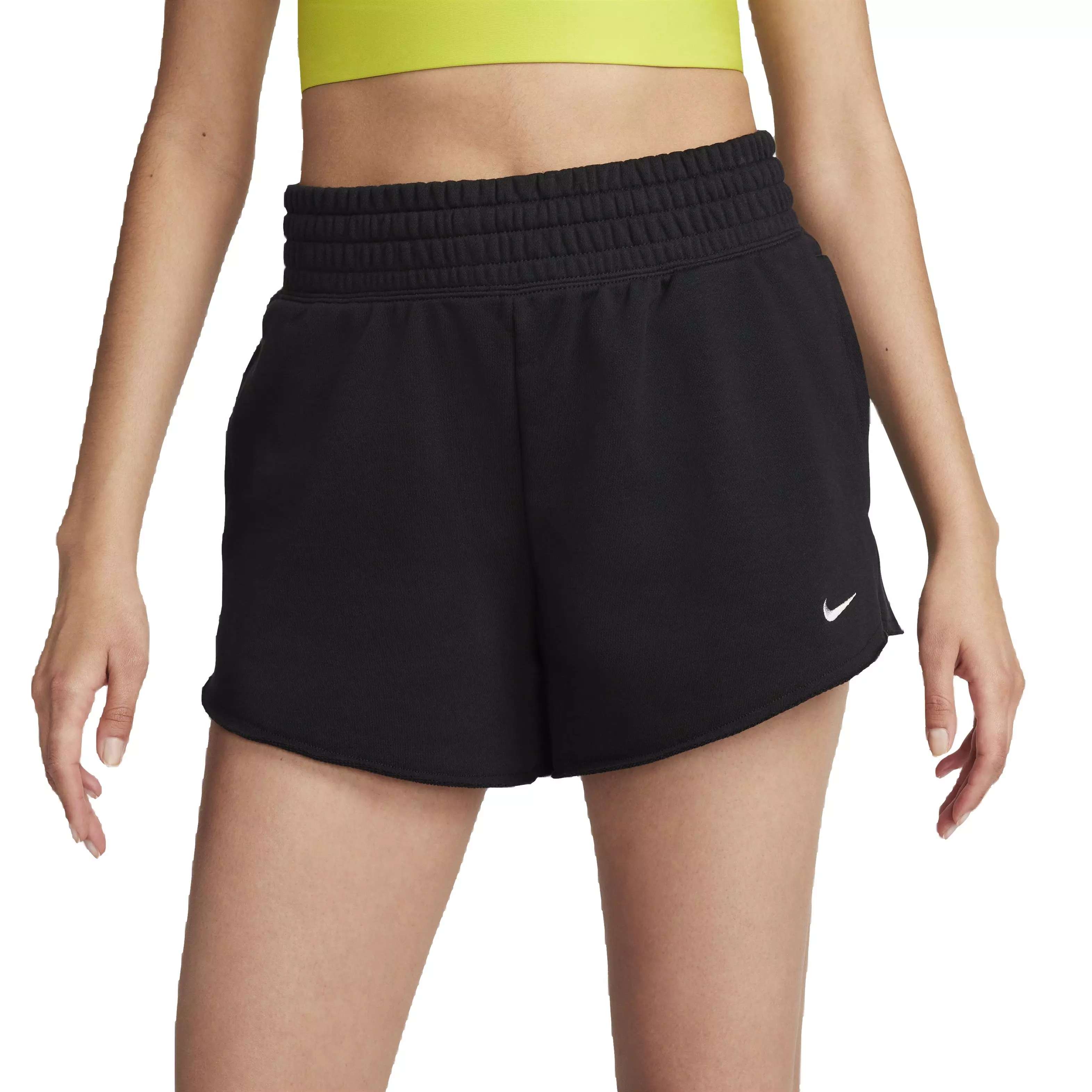 Nike Women's Sportswear DIM Fleece High-Waisted French Terry Shorts -Black - BLACK
