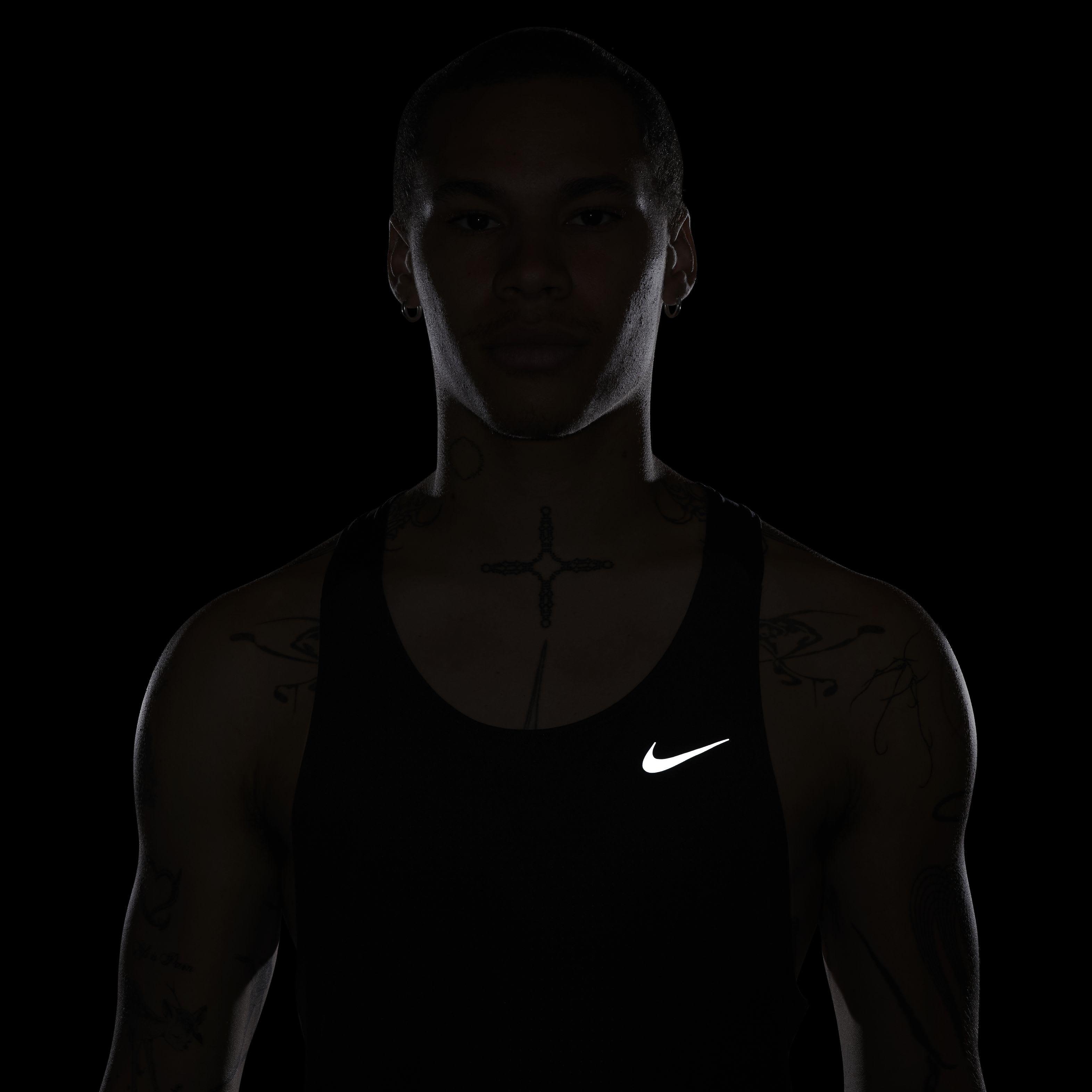 Nike Men's Fast Dri-FIT Running Singlet - BLACK Thumbnail View 7
