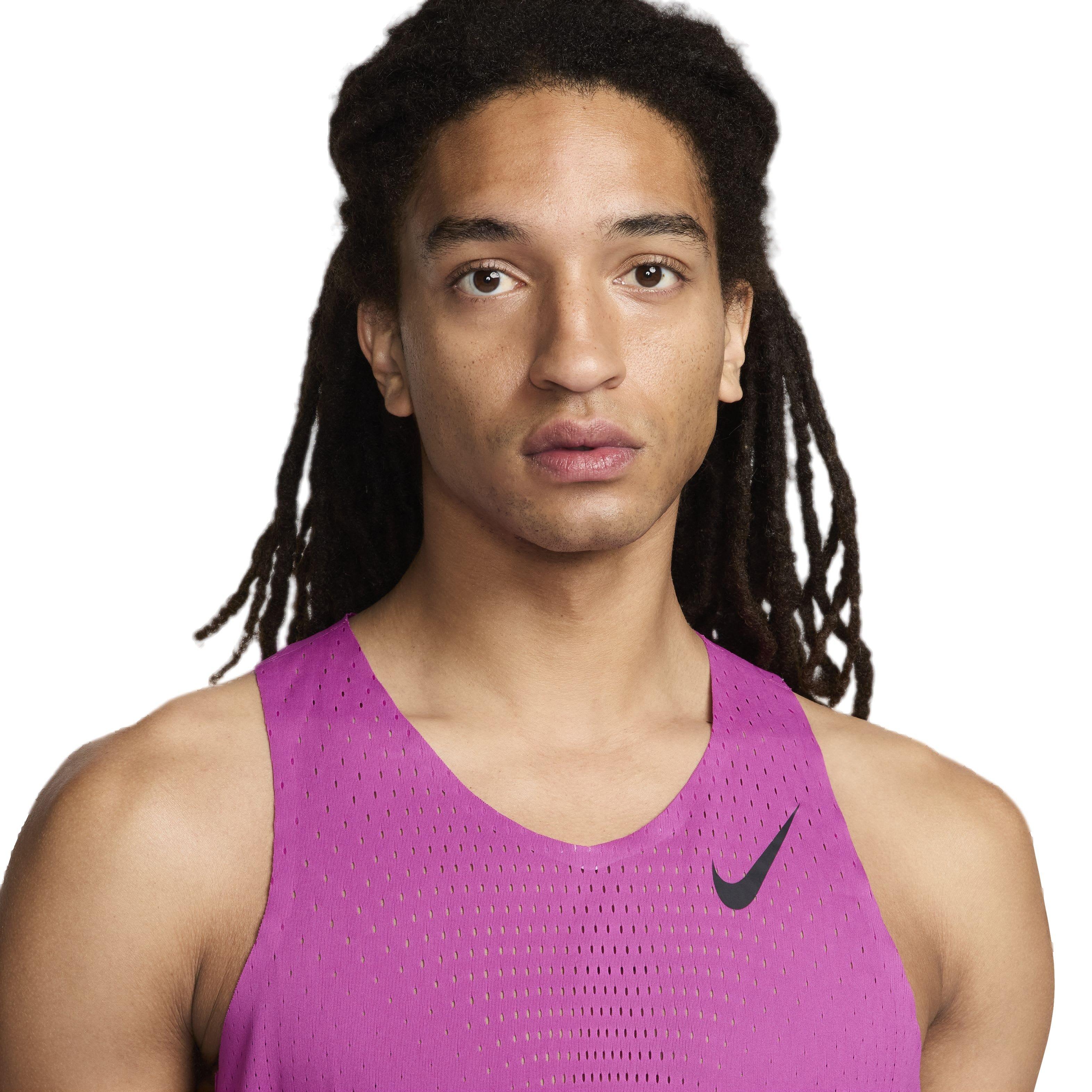 Nike Men's AeroSwift Dri-FIT ADV Running Singlet - Purple - PURPLE Thumbnail View 3
