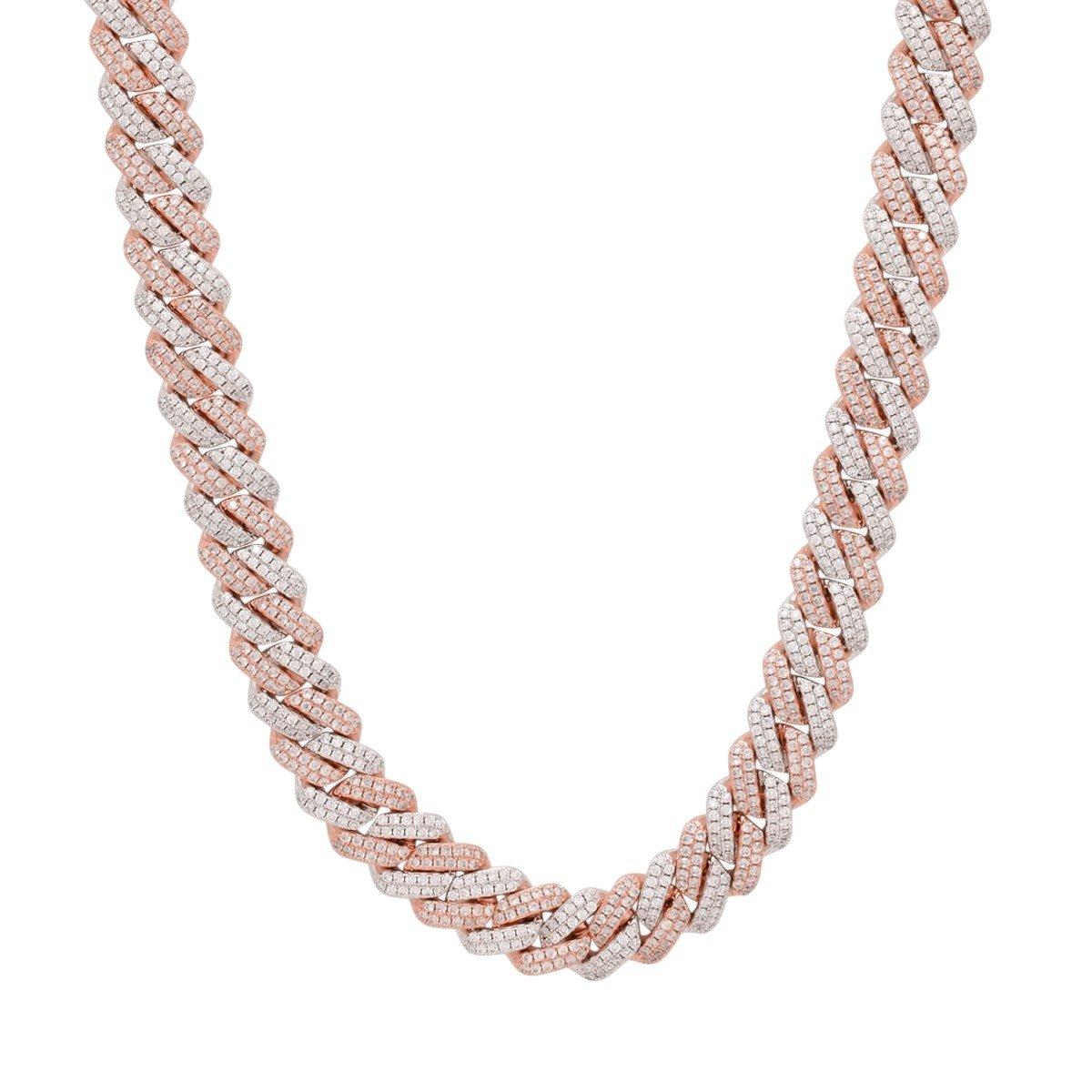 King Ice 12mm Rose Gold Iced Diamond-Cut Miami Cuban Link Chain - ROSE GOLD