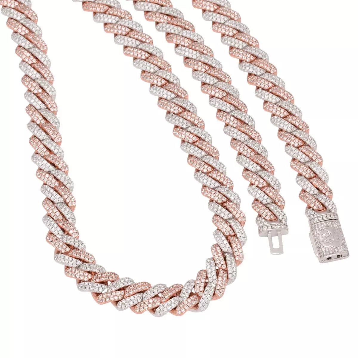 King Ice 12mm Rose Gold Iced Diamond-Cut Miami Cuban Link Chain - ROSE GOLD